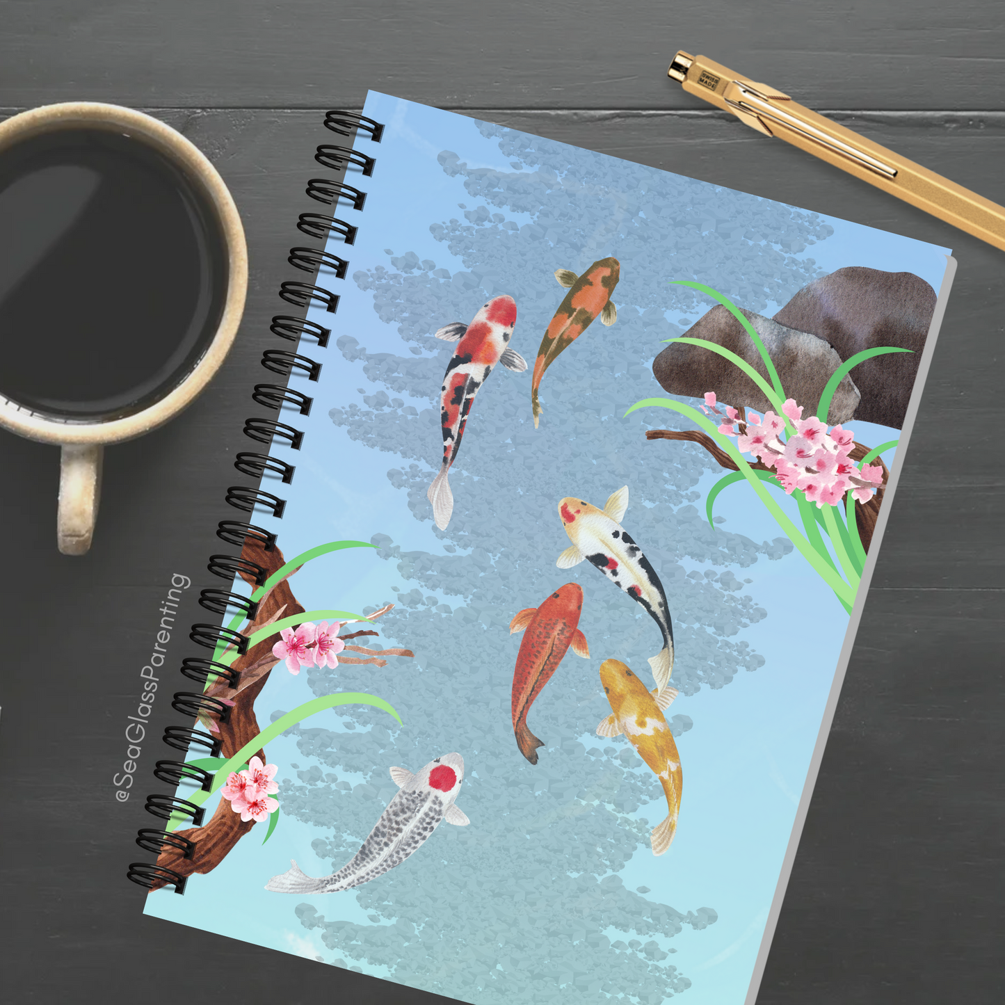 Koi Fish Swimming—Mental health Journal (spiral journal notebook)