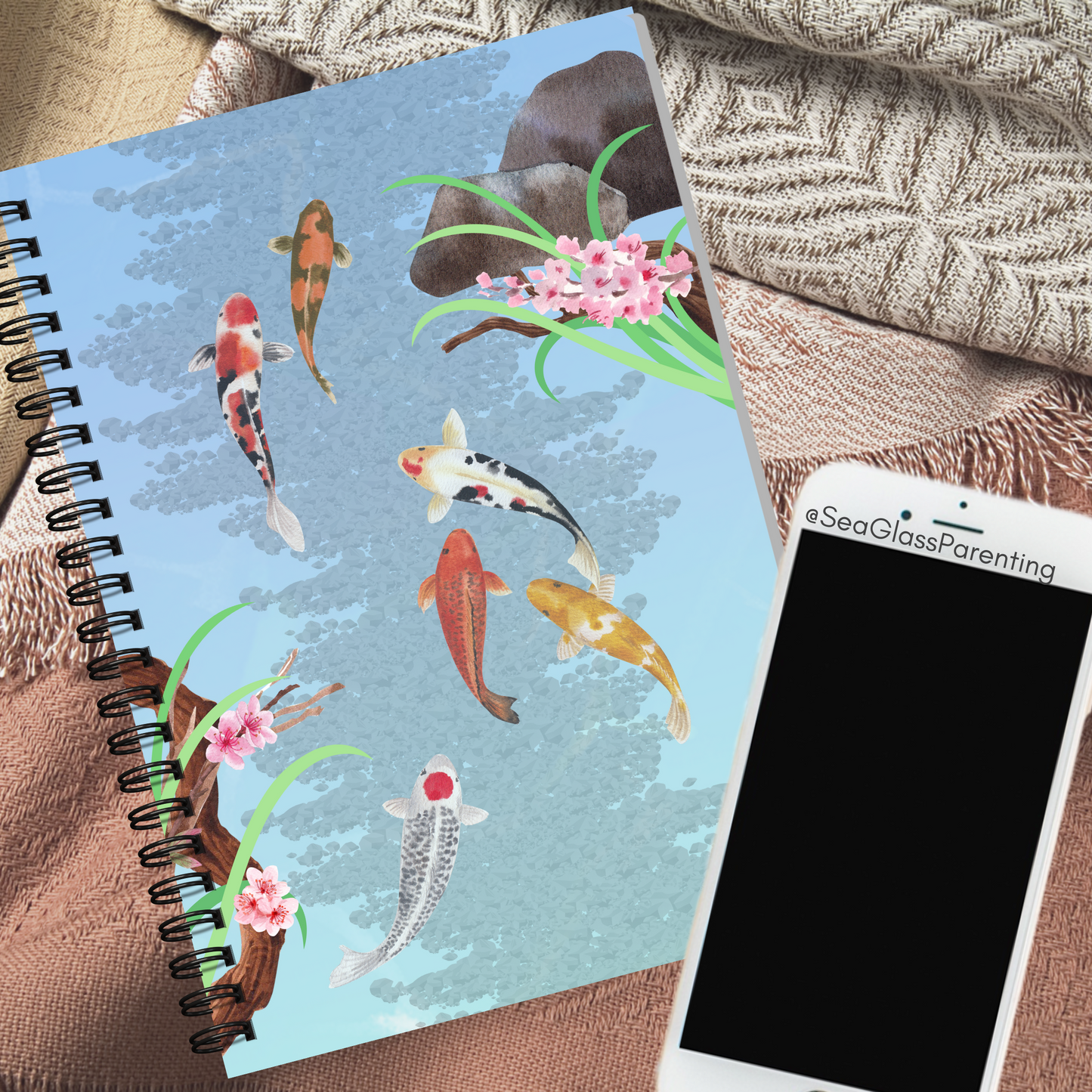 Koi Fish Swimming—Mental health Journal (spiral journal notebook)