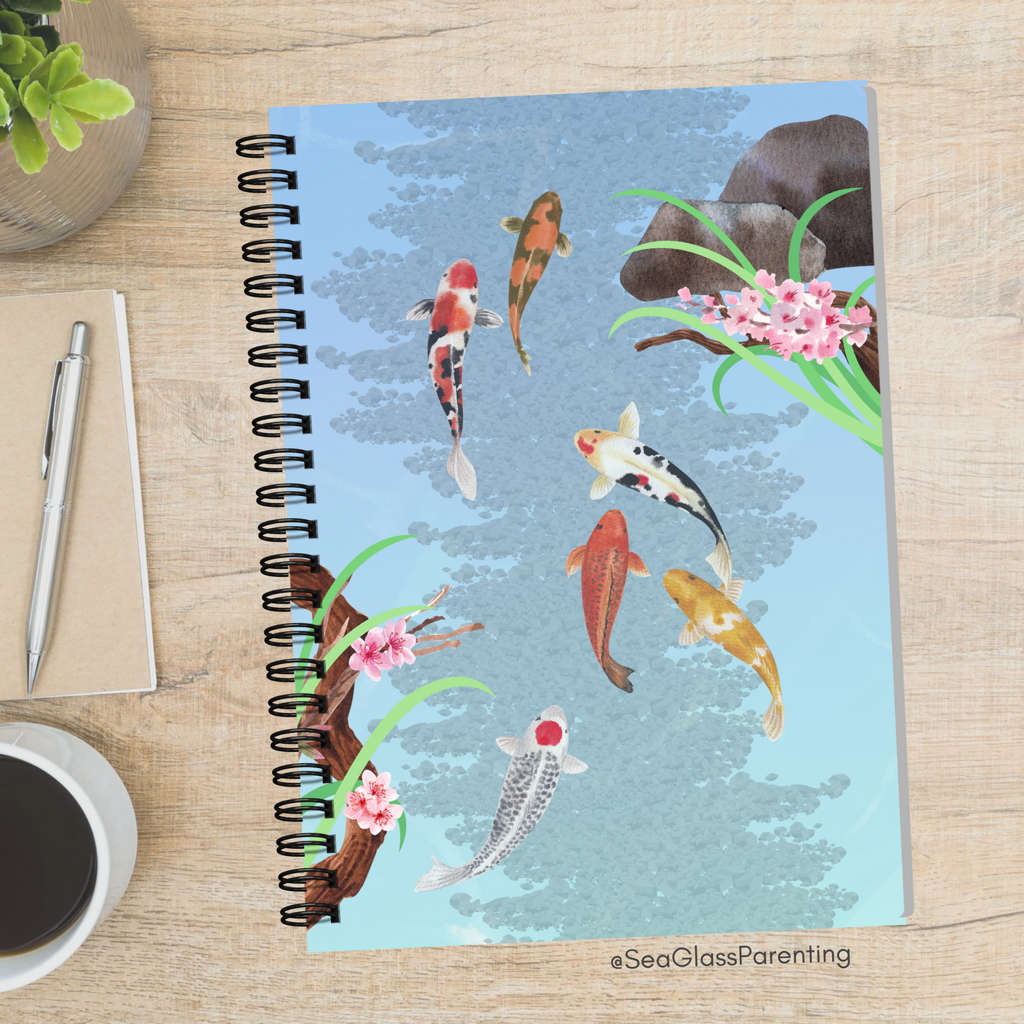 Koi Fish Swimming—Mental health Journal (spiral journal notebook)