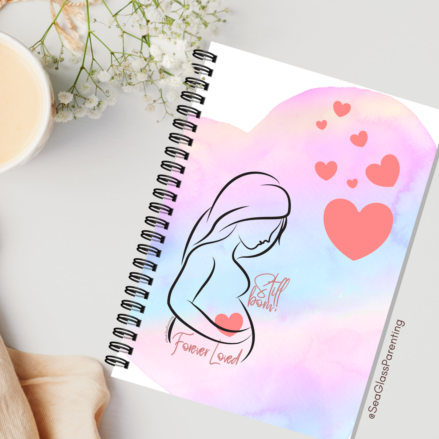 Stillborn, Forever Loved w/Mama's Pregnant Belly—Baby Loss Remembrance (spiral journal notebook)