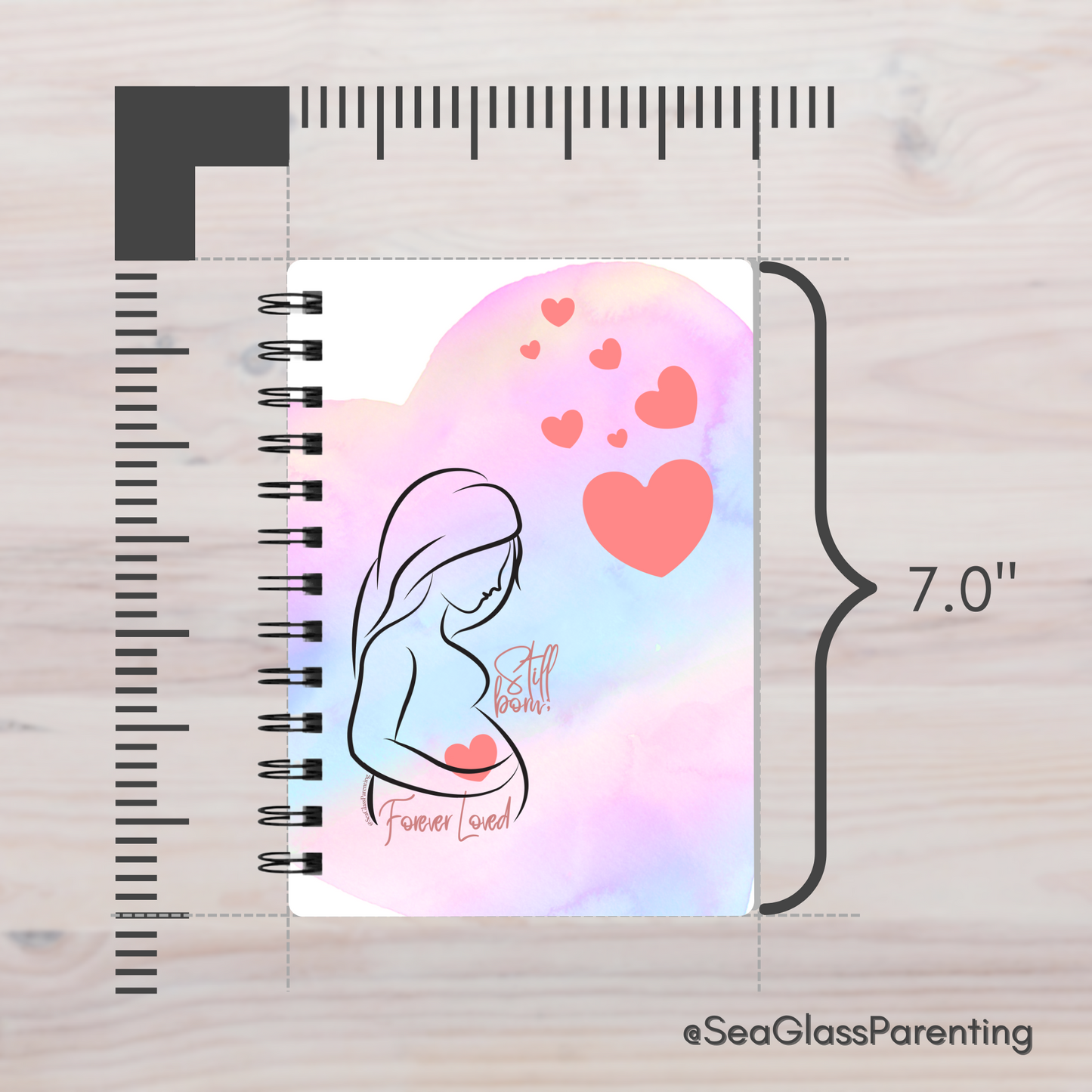 Stillborn, Forever Loved w/Mama's Pregnant Belly—Baby Loss Remembrance (spiral journal notebook)