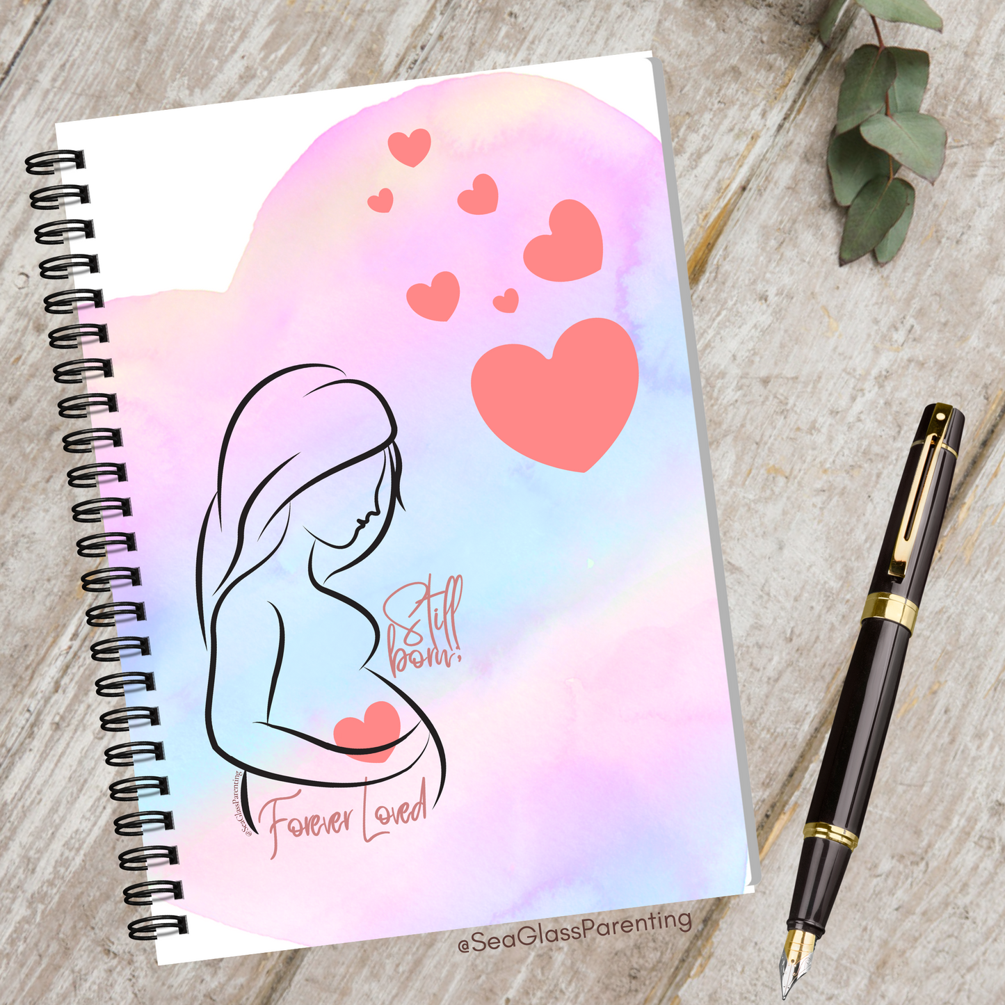 Stillborn, Forever Loved w/Mama's Pregnant Belly—Baby Loss Remembrance (spiral journal notebook)