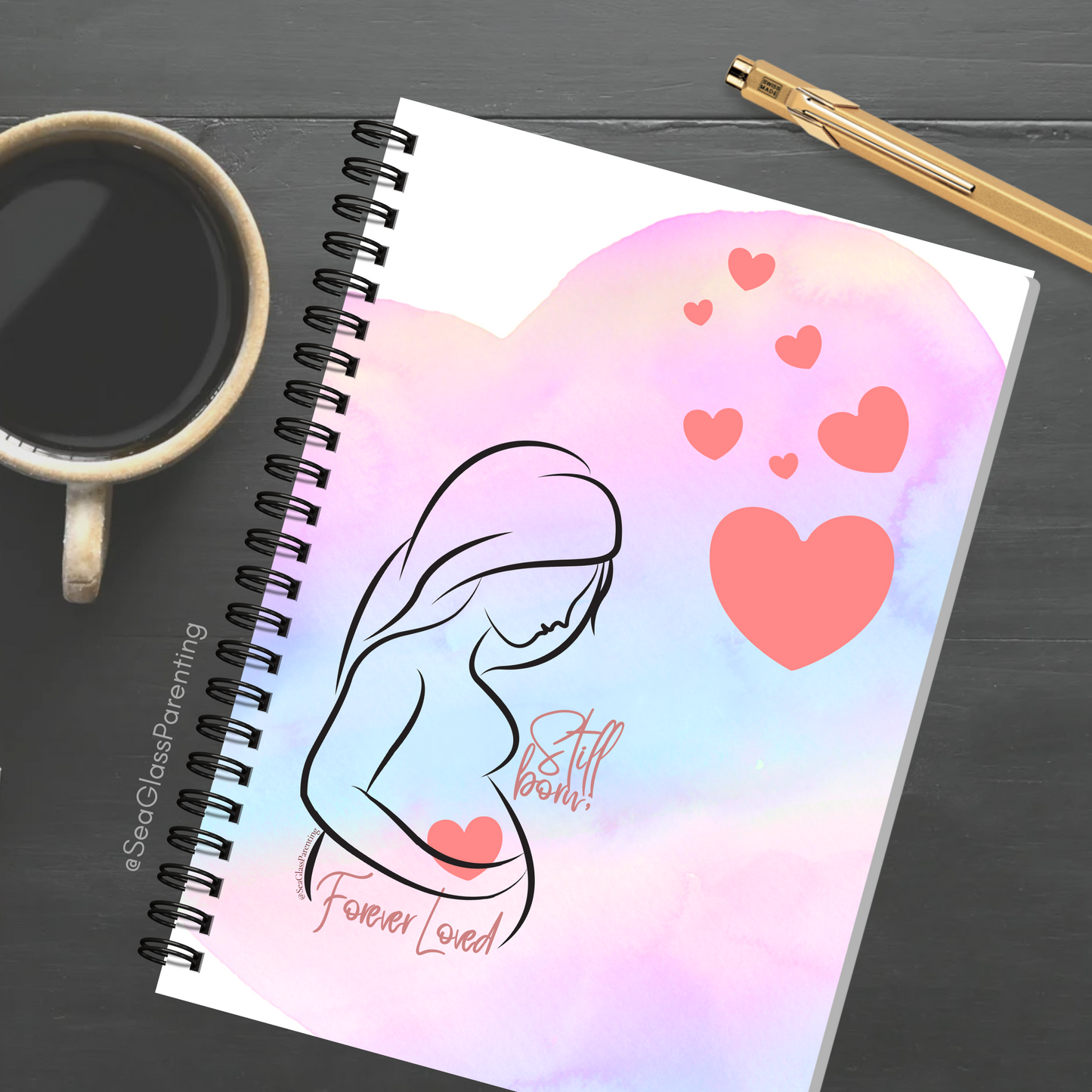 Stillborn, Forever Loved w/Mama's Pregnant Belly—Baby Loss Remembrance (spiral journal notebook)