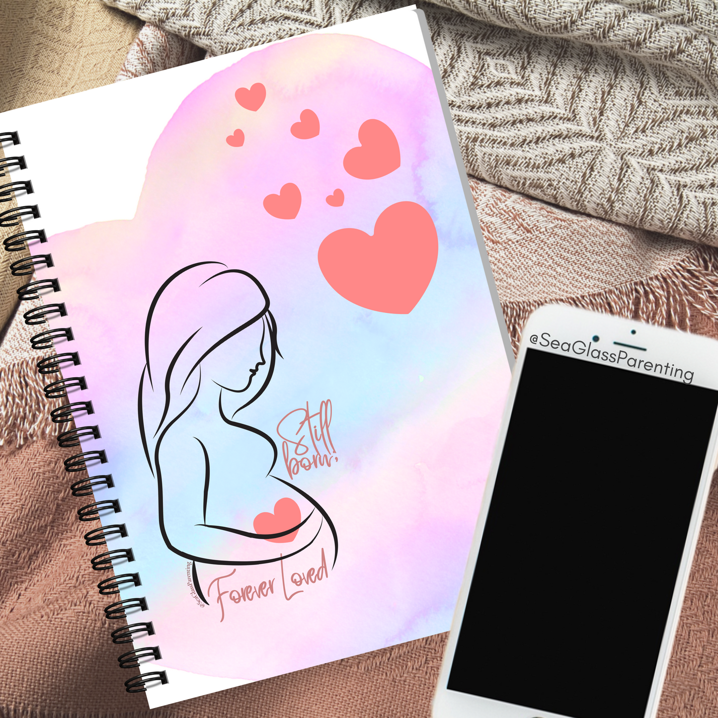 Stillborn, Forever Loved w/Mama's Pregnant Belly—Baby Loss Remembrance (spiral journal notebook)