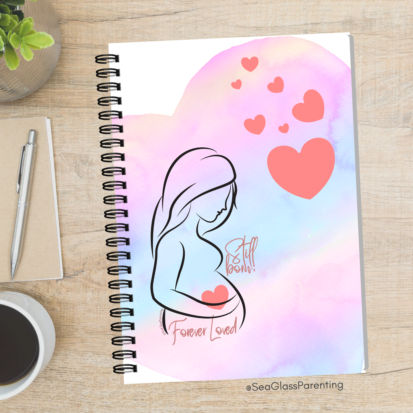 Stillborn, Forever Loved w/Mama's Pregnant Belly—Baby Loss Remembrance (spiral journal notebook)
