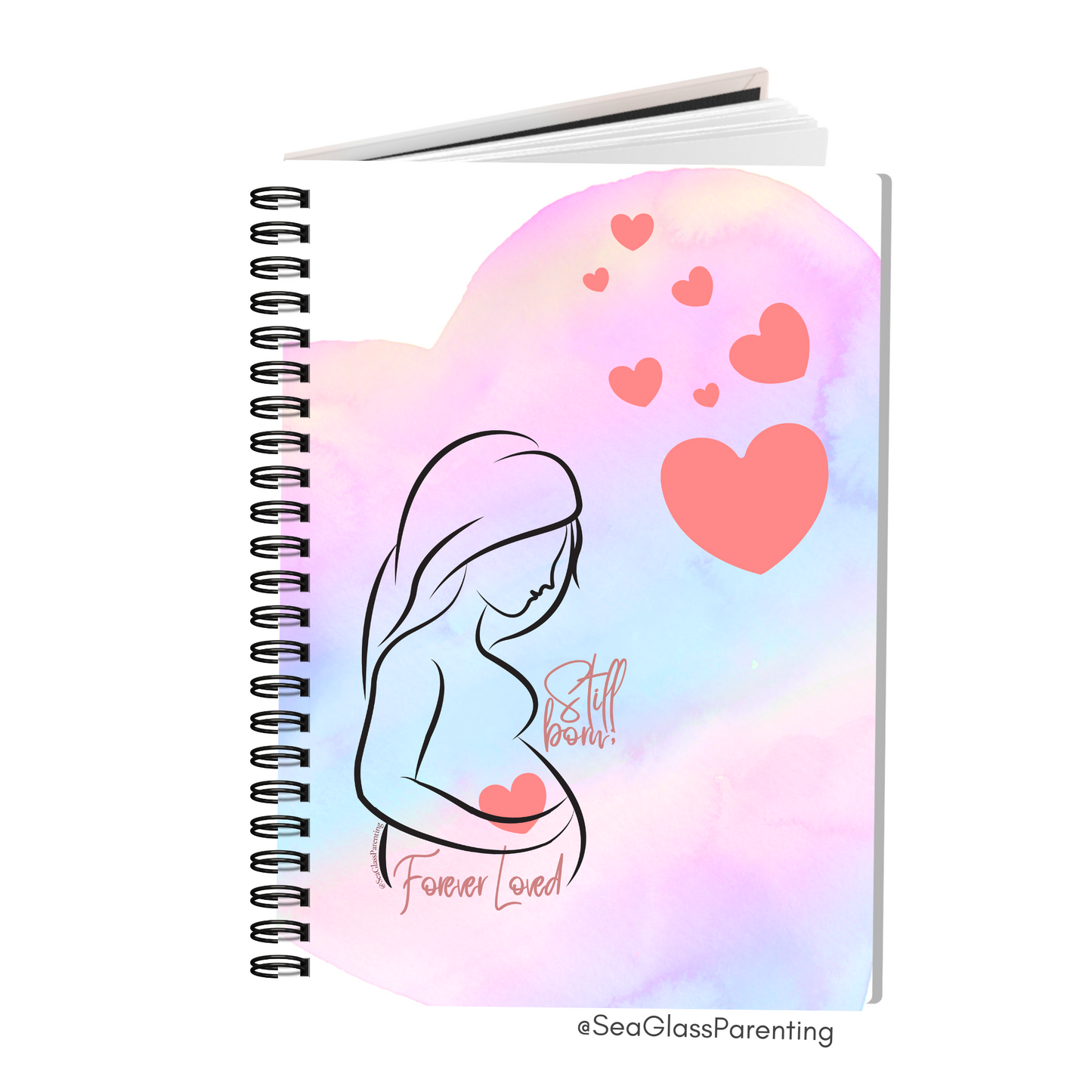 Stillborn, Forever Loved w/Mama's Pregnant Belly—Baby Loss Remembrance (spiral journal notebook)