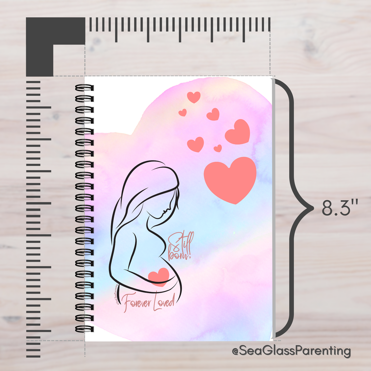 Stillborn, Forever Loved w/Mama's Pregnant Belly—Baby Loss Remembrance (spiral journal notebook)