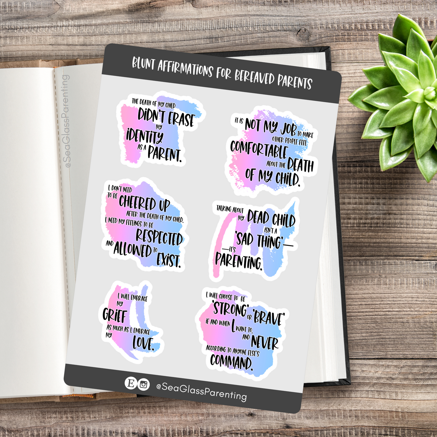 Blunt Affirmations for Bereaved Parents—Life After Baby Loss (vinyl sticker sheet)
