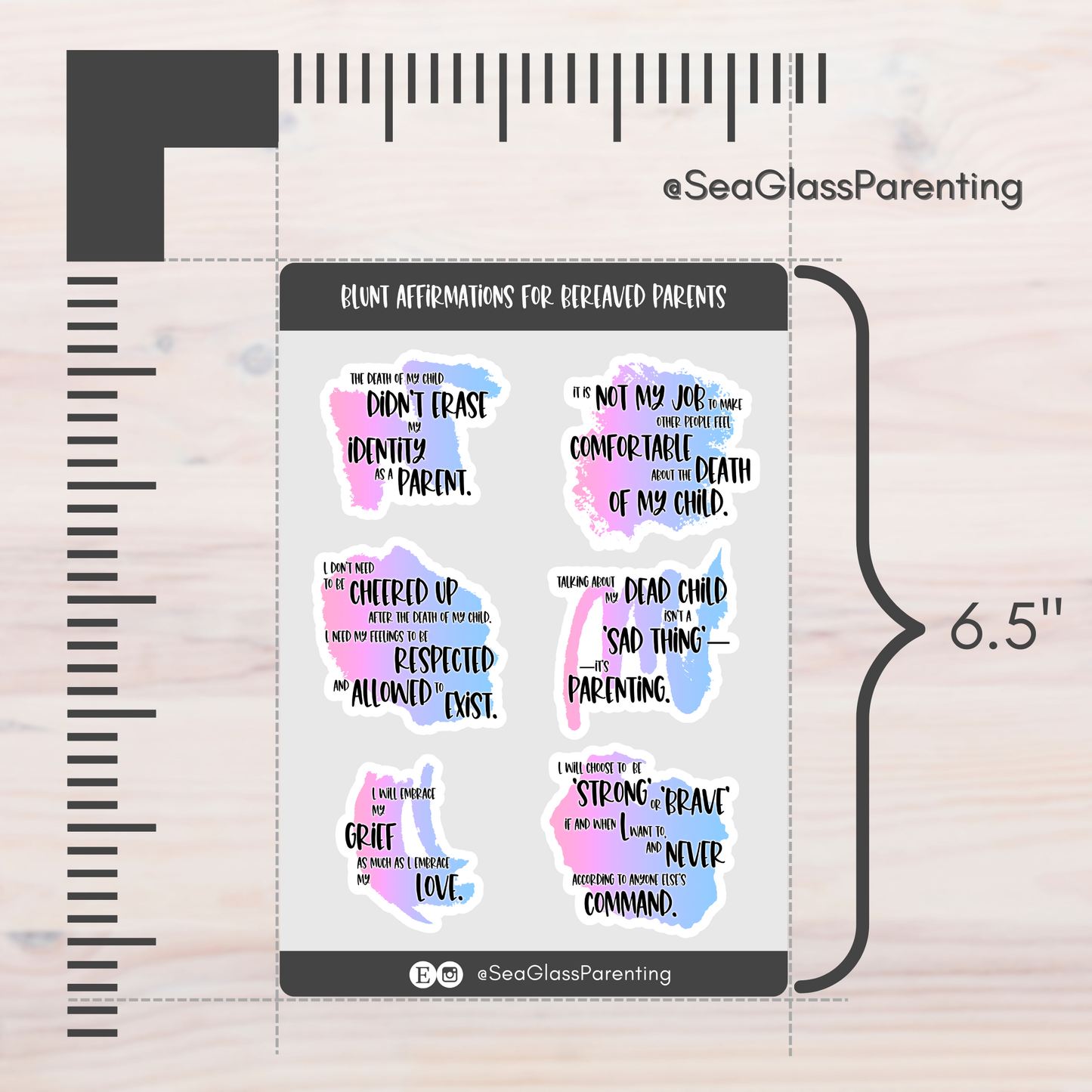 Blunt Affirmations for Bereaved Parents—Life After Baby Loss (vinyl sticker sheet)