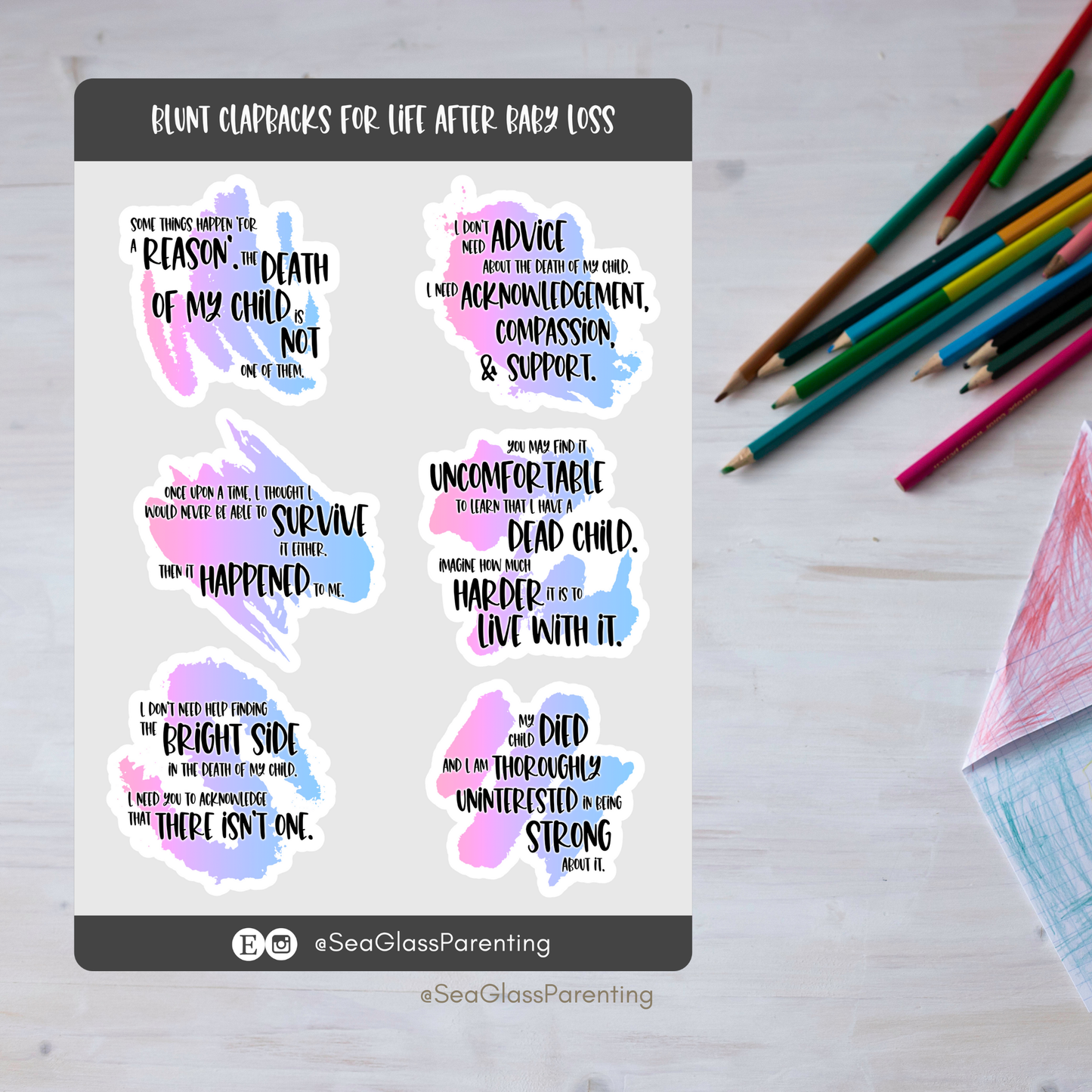 Blunt Clapbacks for Life After Baby Loss—Life After Baby Loss (vinyl sticker sheet)