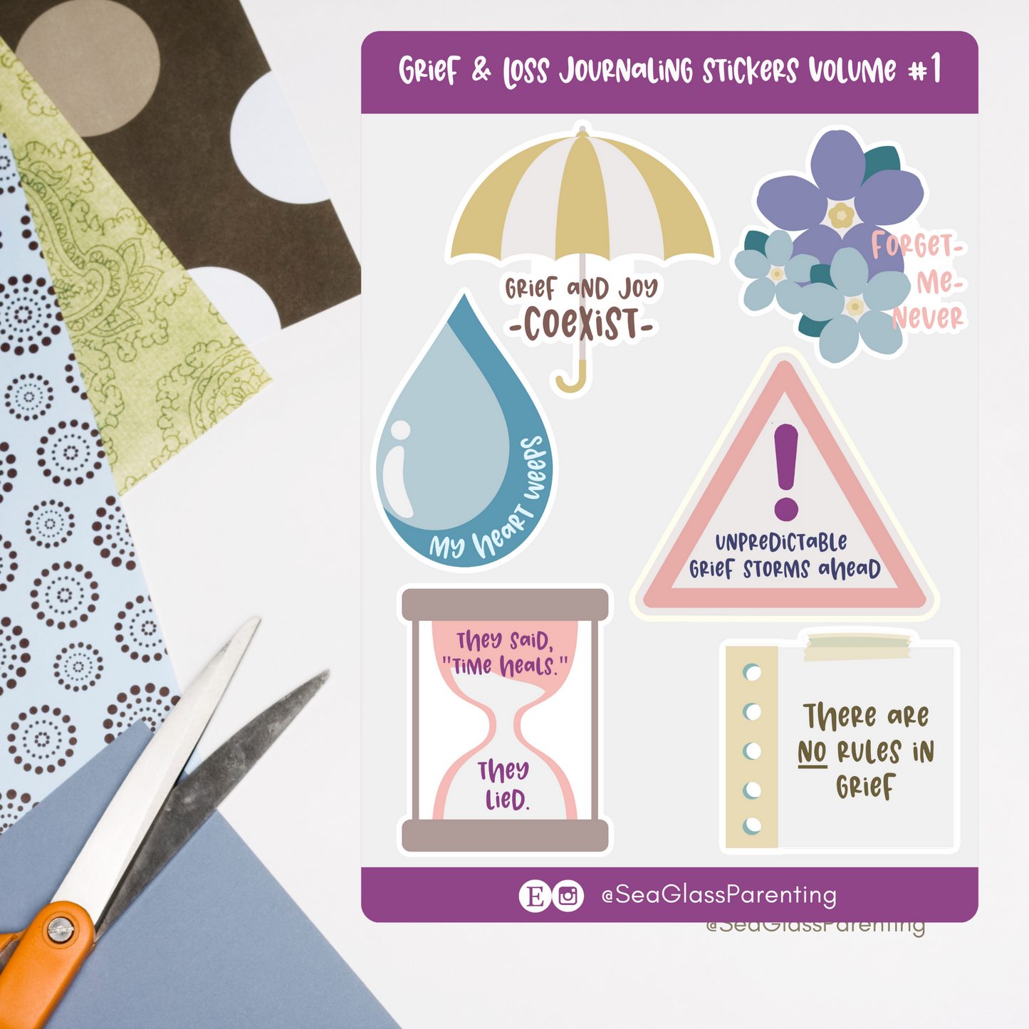 Grief and Loss Journaling Volume 1—Baby Loss Remembrance (vinyl sticker sheet)
