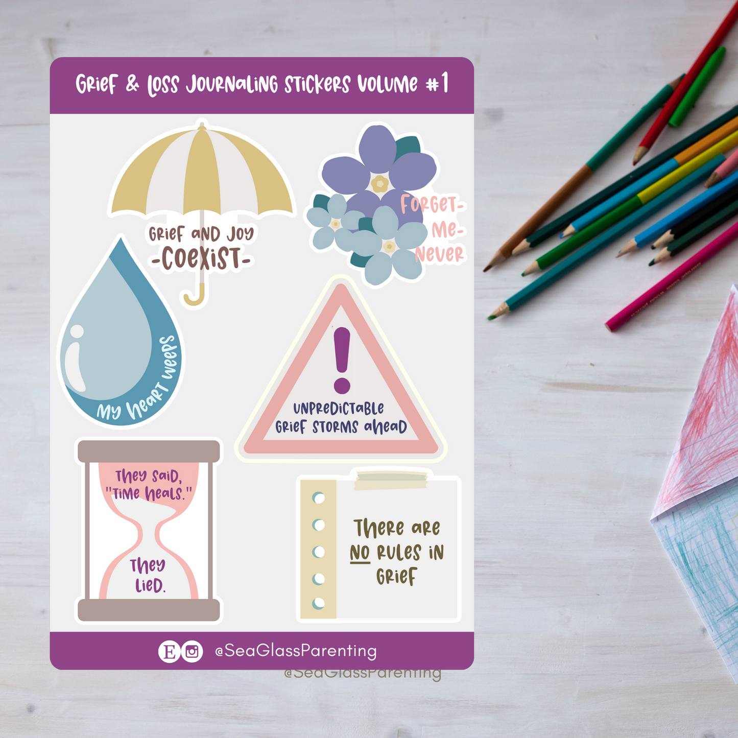 Grief and Loss Journaling Volume 1—Baby Loss Remembrance (vinyl sticker sheet)