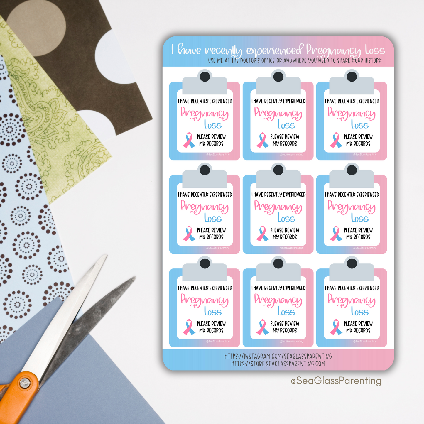 Postpartum after Loss Doctor's Office Appointment stickers (paper sticker sheet)