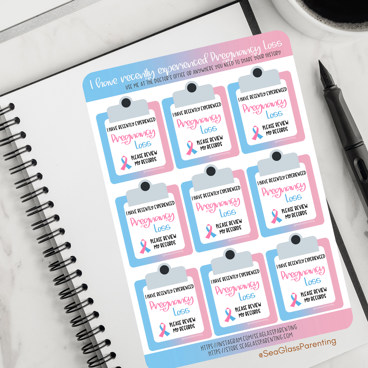 Postpartum after Loss Doctor's Office Appointment stickers (paper sticker sheet)