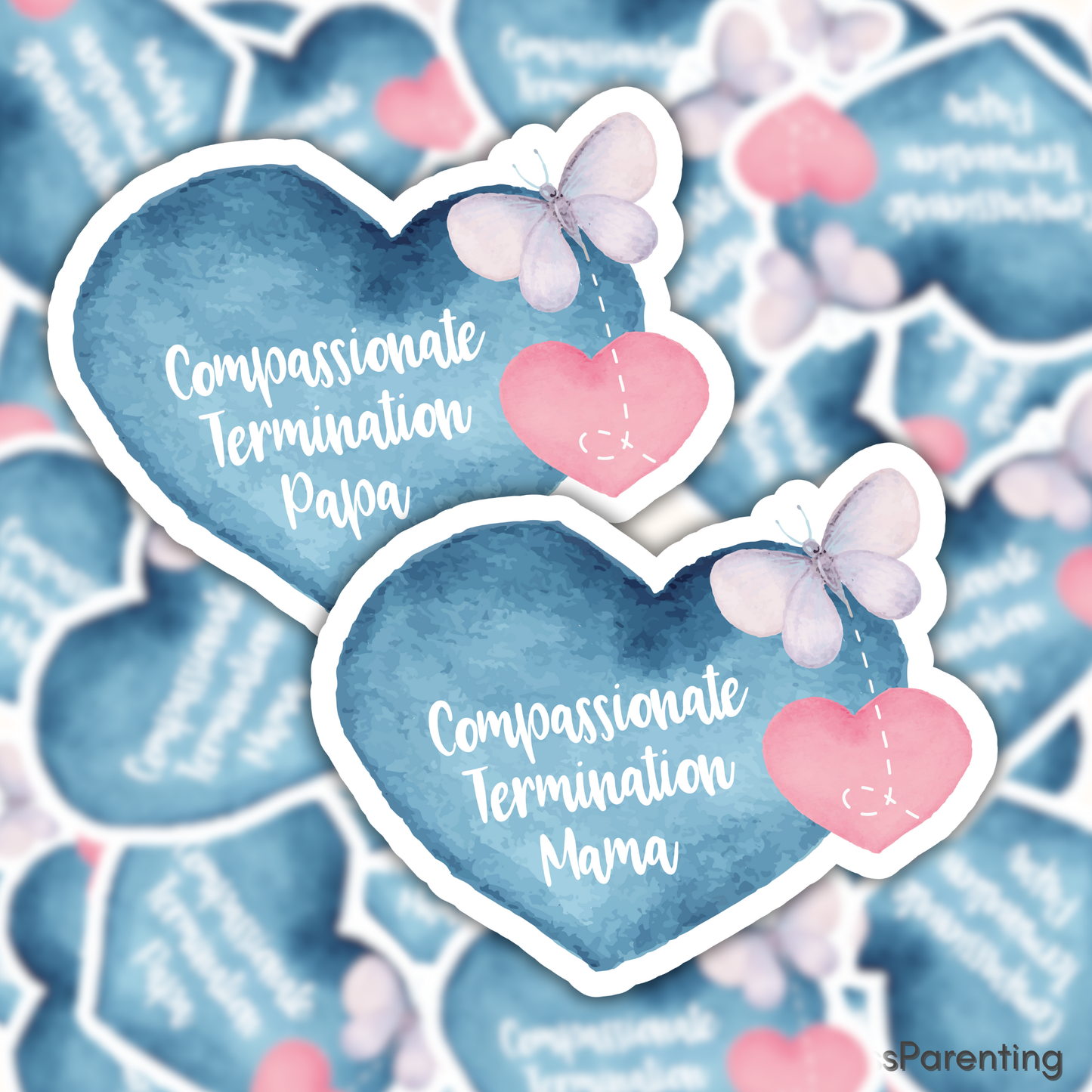 Compassionate Termination Mama/Papa w/Heart & Butterfly—I'm a Bereaved Parent (vinyl sticker set)