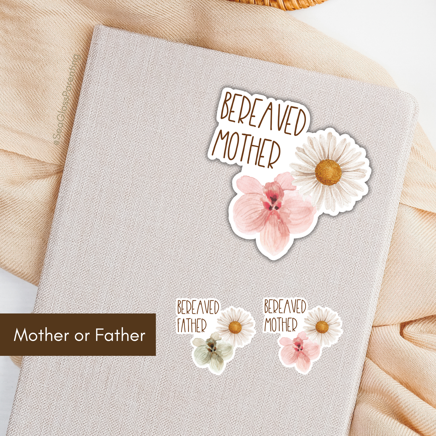 Gold Florals Bereaved Mother/Father—I'm a Bereaved Parent (vinyl sticker)