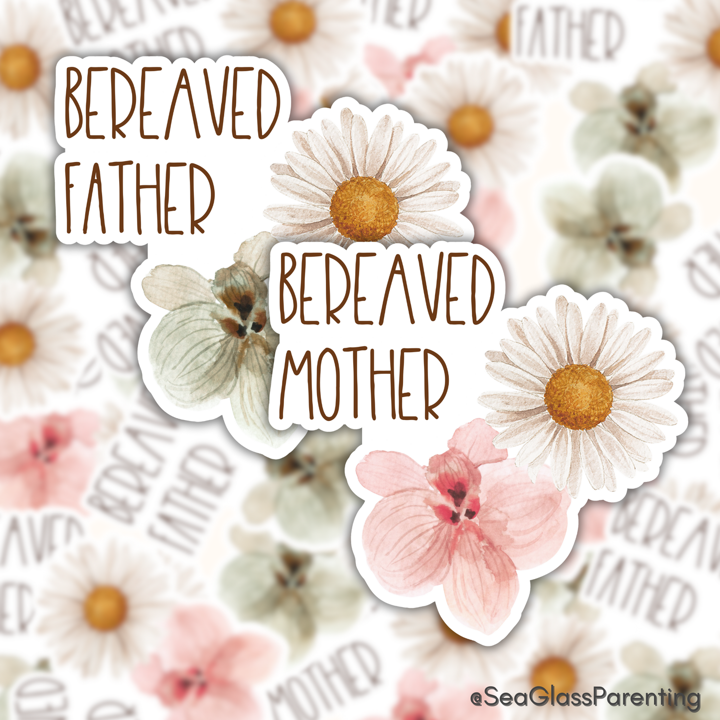 Gold Florals Bereaved Mother/Father—I'm a Bereaved Parent (vinyl sticker)