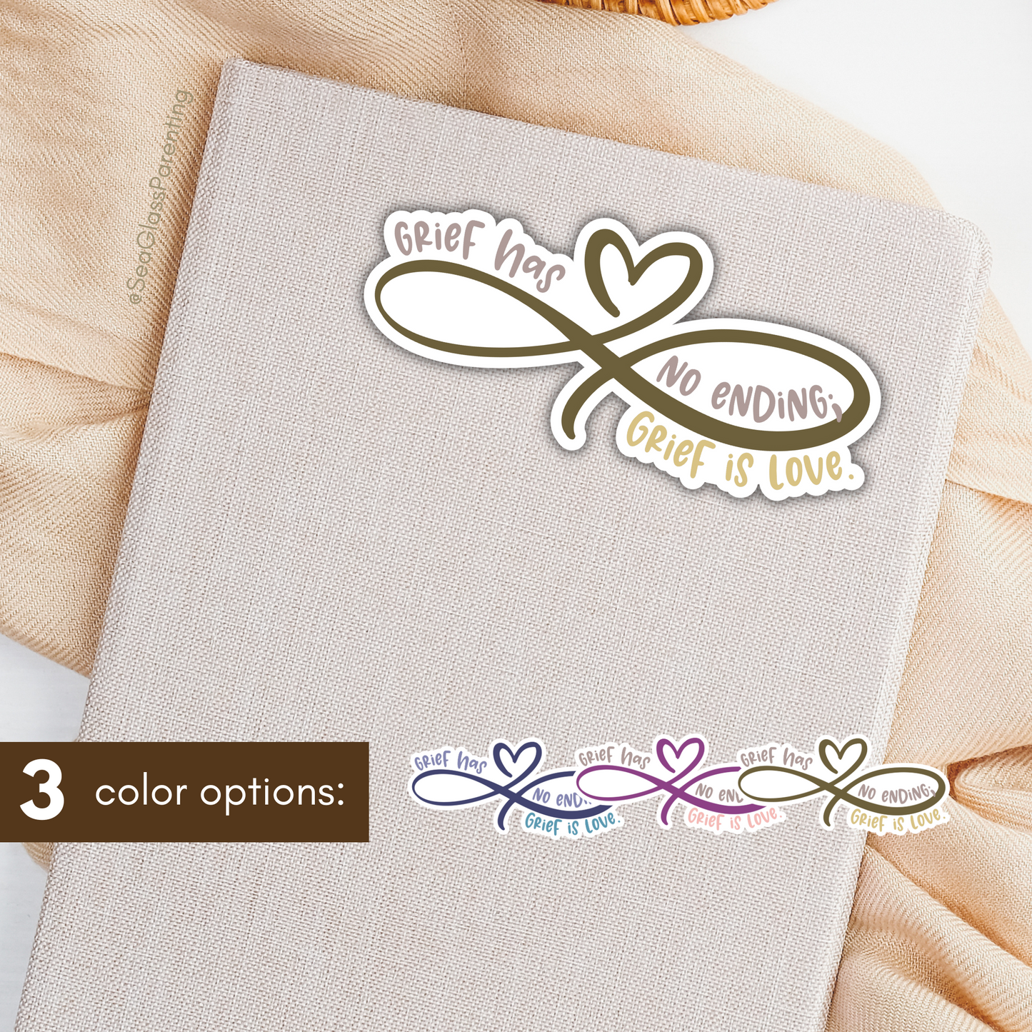 Grief has no Ending; Grief is Love—Grief Awareness and Education (vinyl sticker)