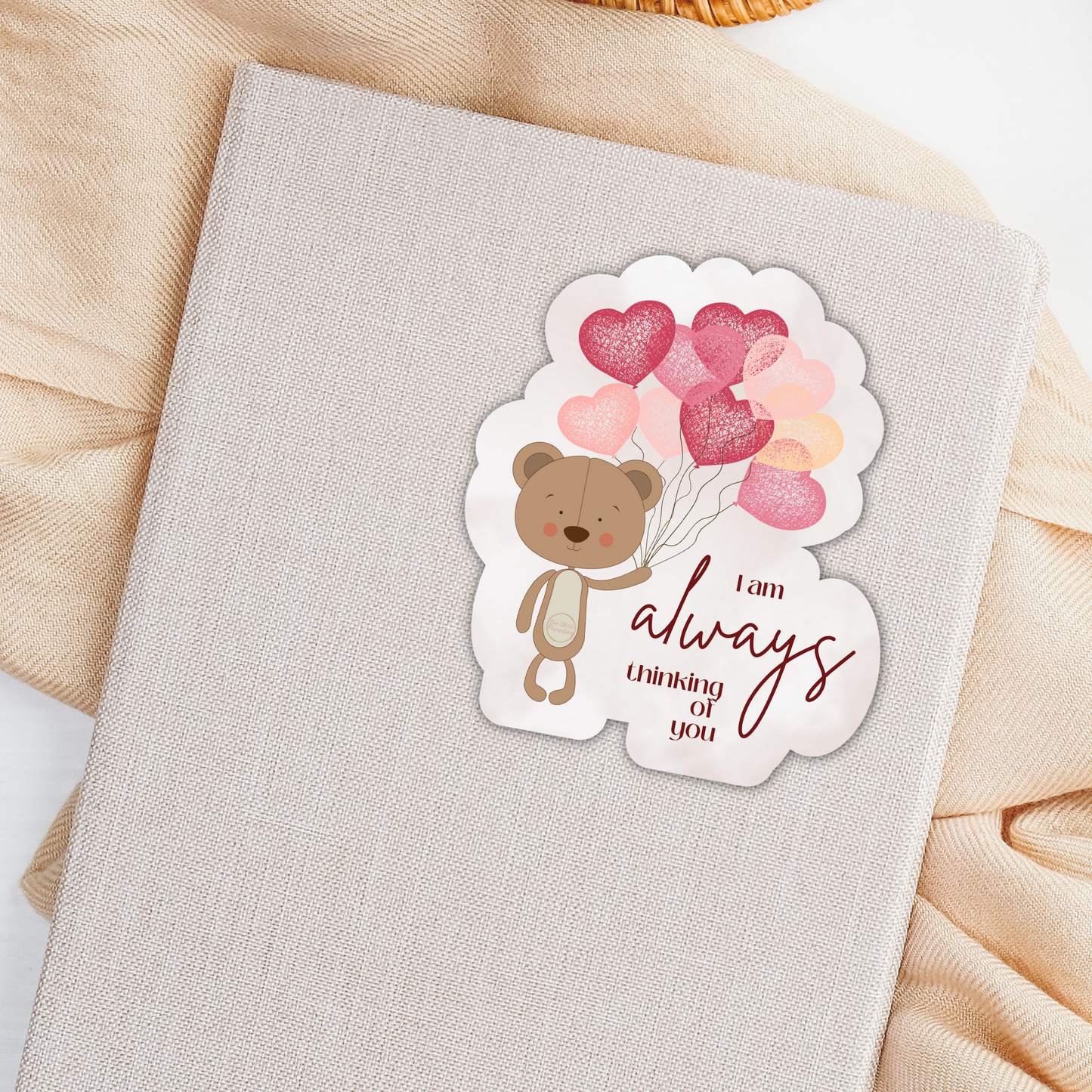 Bear w/Balloons, I am ALWAYS thinking of you—Baby Loss Remembrance (vinyl sticker)