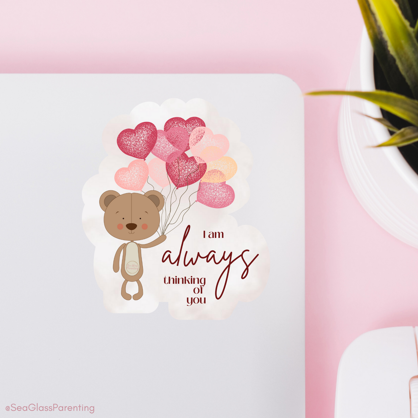 Bear w/Balloons, I am ALWAYS thinking of you—Baby Loss Remembrance (vinyl sticker)