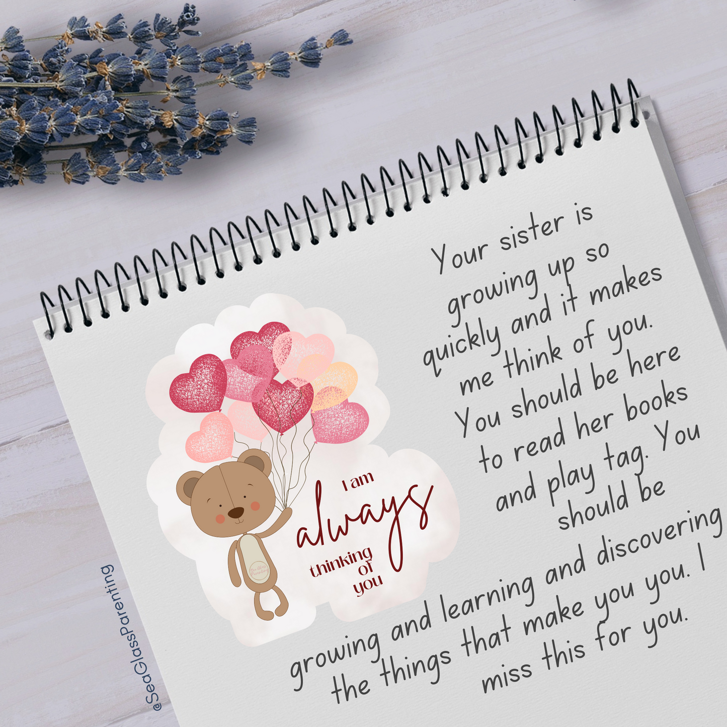 Bear w/Balloons, I am ALWAYS thinking of you—Baby Loss Remembrance (vinyl sticker)