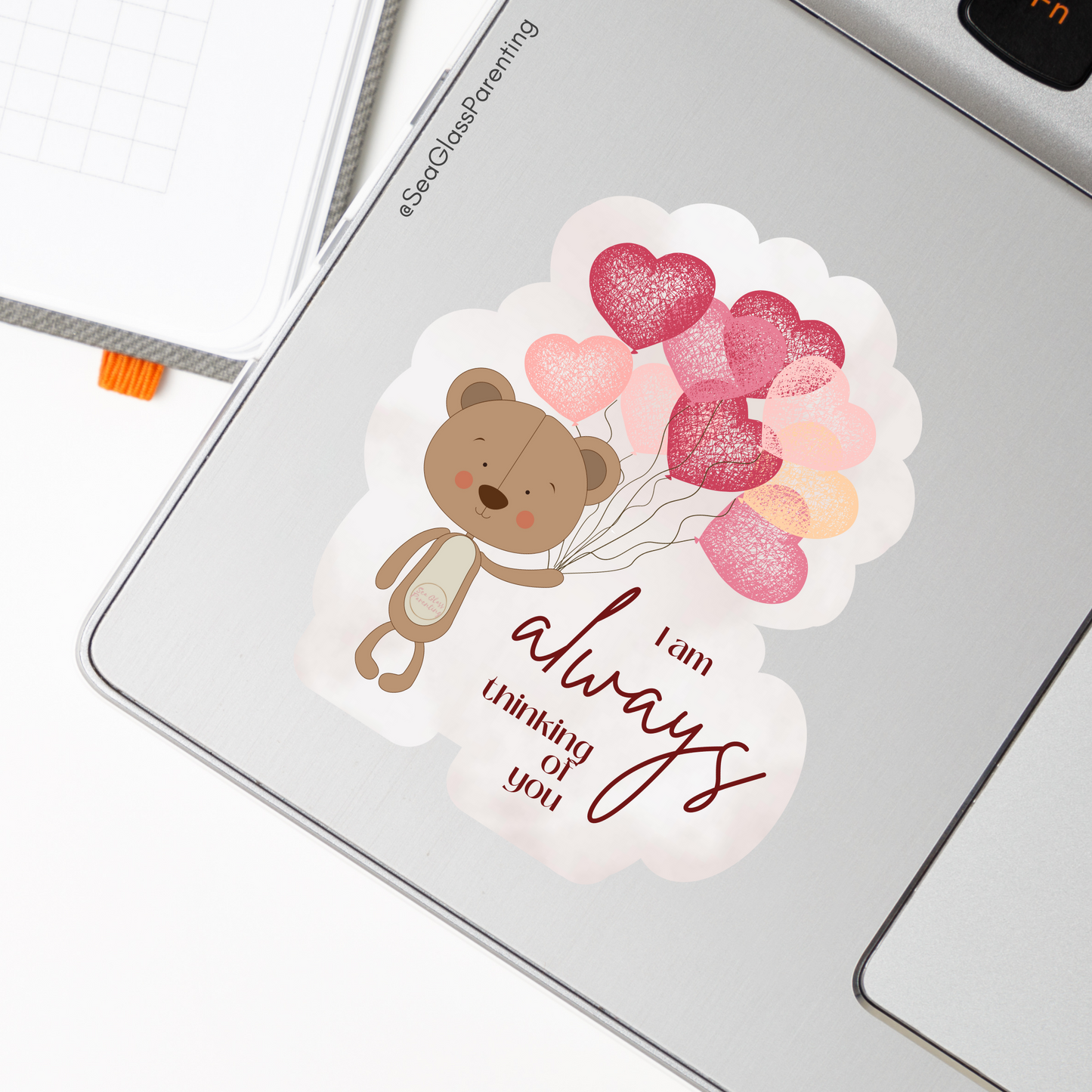 Bear w/Balloons, I am ALWAYS thinking of you—Baby Loss Remembrance (vinyl sticker)