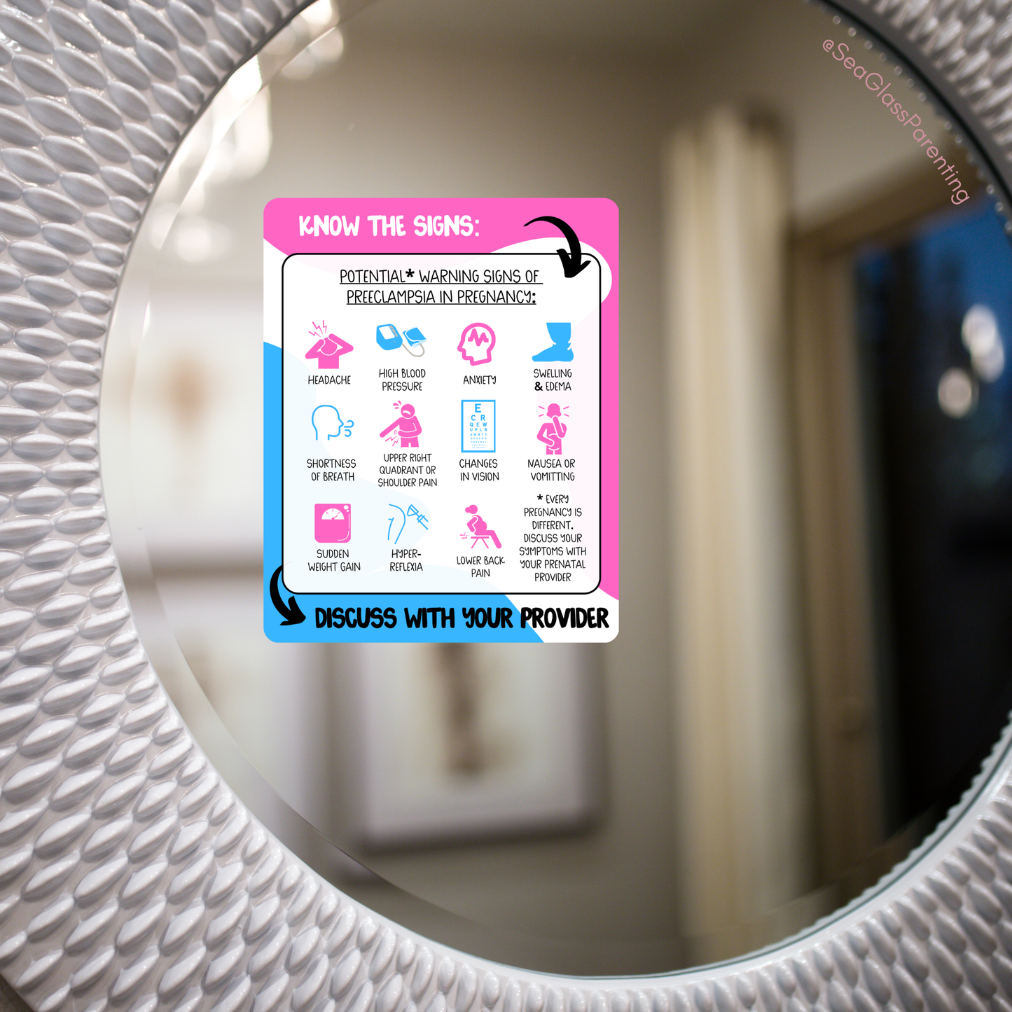 Know the Warning Signs of Preeclampsia—Informed Pregnancy (vinyl sticker)