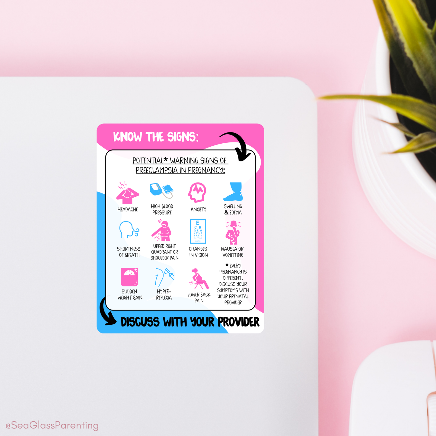 Know the Warning Signs of Preeclampsia—Informed Pregnancy (vinyl sticker)