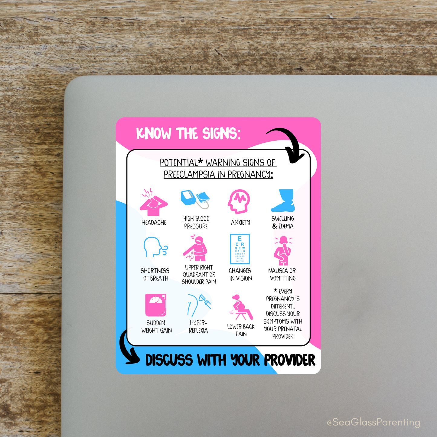 Know the Warning Signs of Preeclampsia—Informed Pregnancy (vinyl sticker)