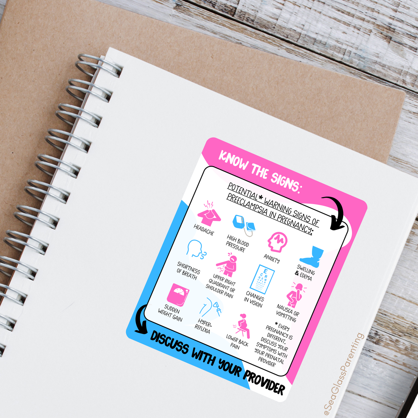 Know the Warning Signs of Preeclampsia—Informed Pregnancy (vinyl sticker)