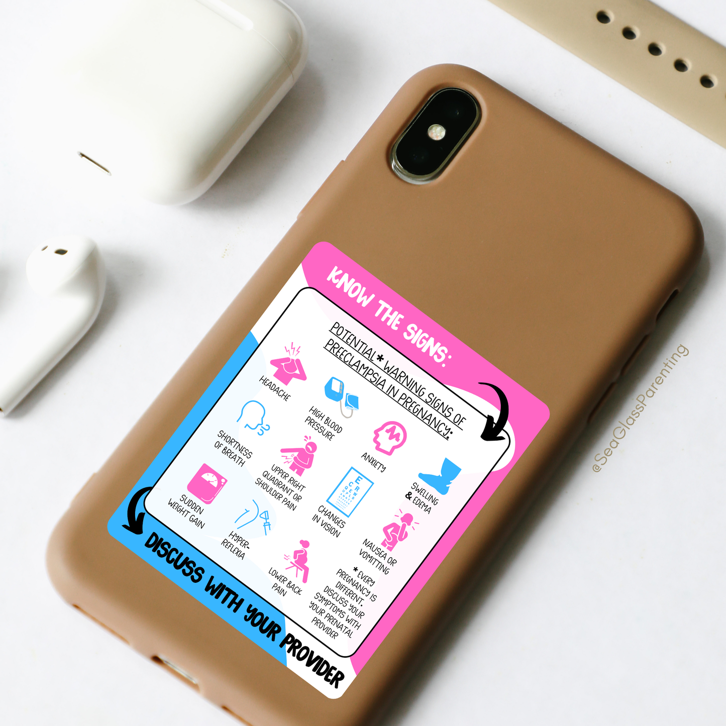 Know the Warning Signs of Preeclampsia—Informed Pregnancy (vinyl sticker)