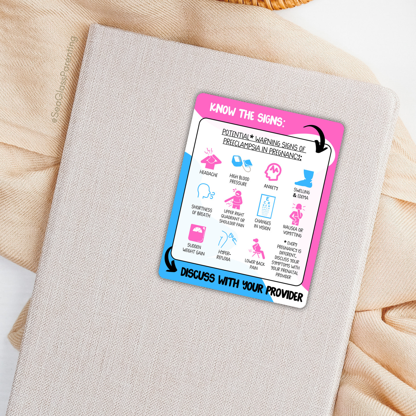 Know the Warning Signs of Preeclampsia—Informed Pregnancy (vinyl sticker)