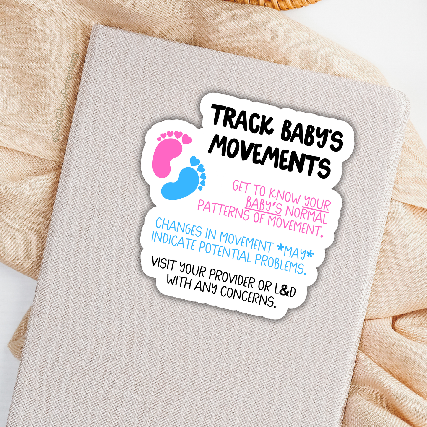 Pregnancy Notes: Track Baby's Movements—Informed Pregnancy and Stillbirth Prevention (vinyl sticker)