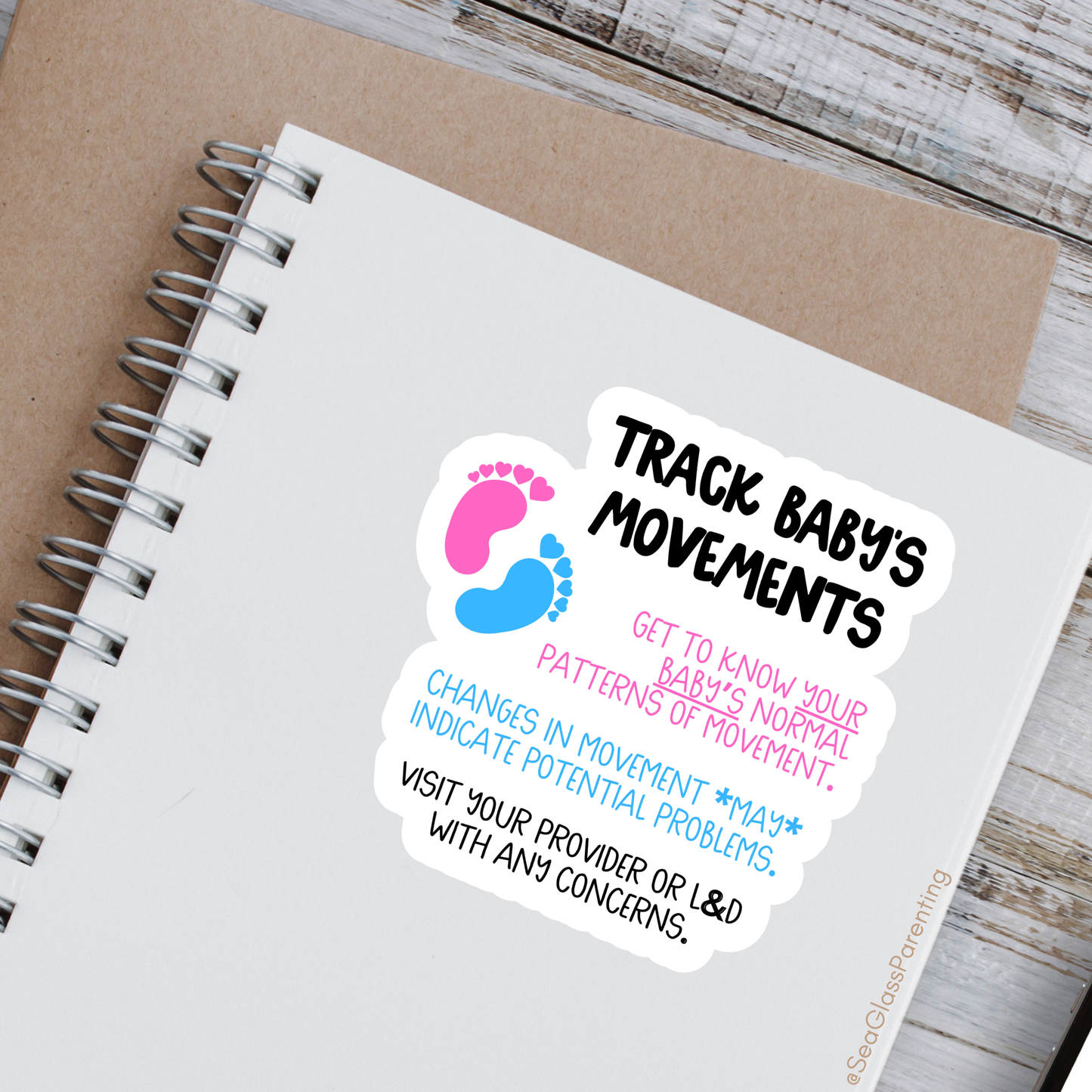 Pregnancy Notes: Track Baby's Movements—Informed Pregnancy and Stillbirth Prevention (vinyl sticker)
