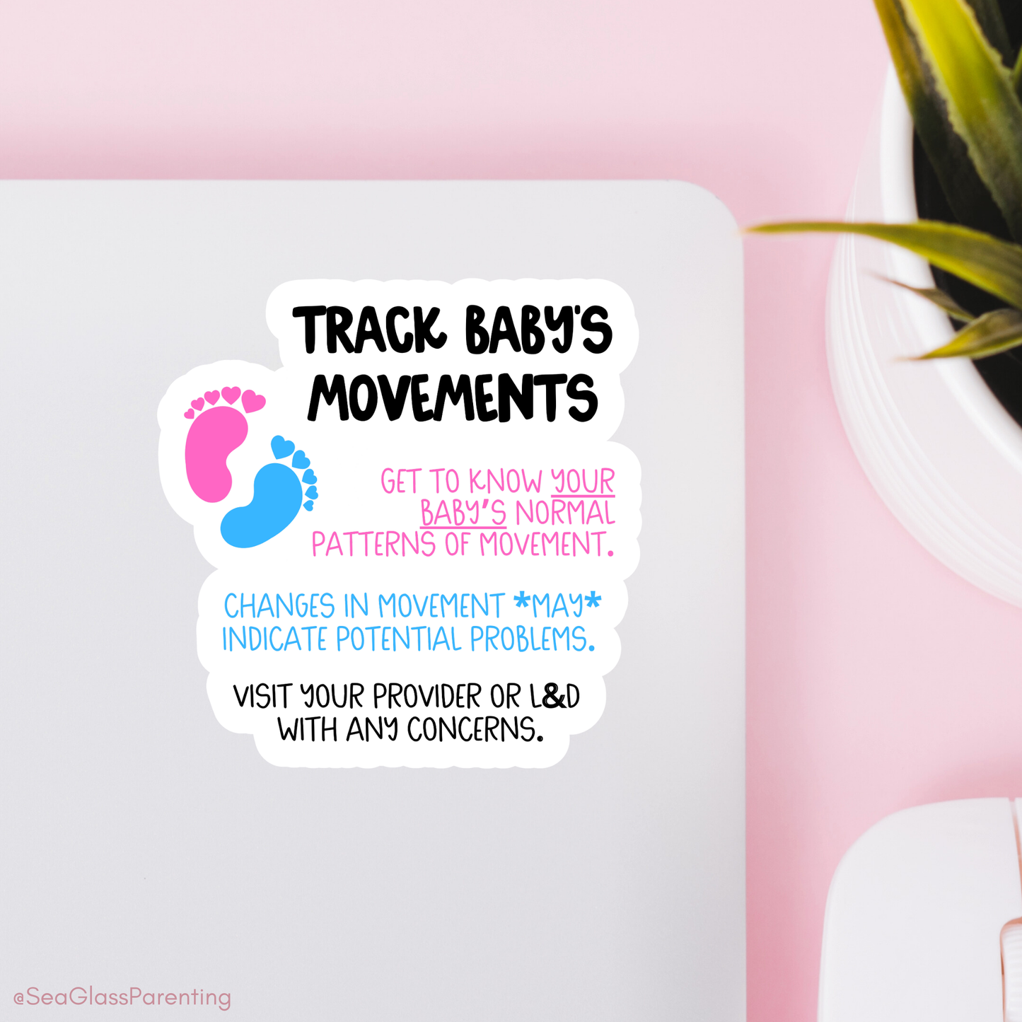 Pregnancy Notes: Track Baby's Movements—Informed Pregnancy and Stillbirth Prevention (vinyl sticker)