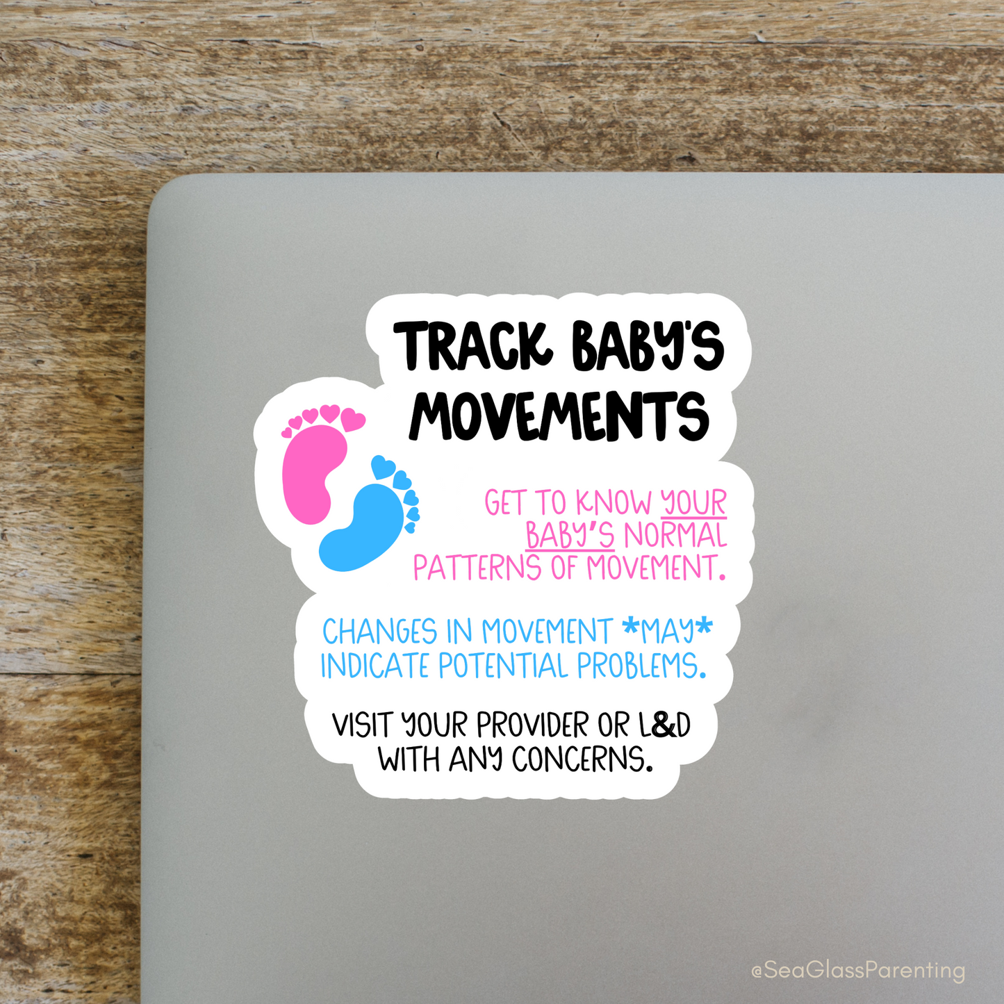 Pregnancy Notes: Track Baby's Movements—Informed Pregnancy and Stillbirth Prevention (vinyl sticker)