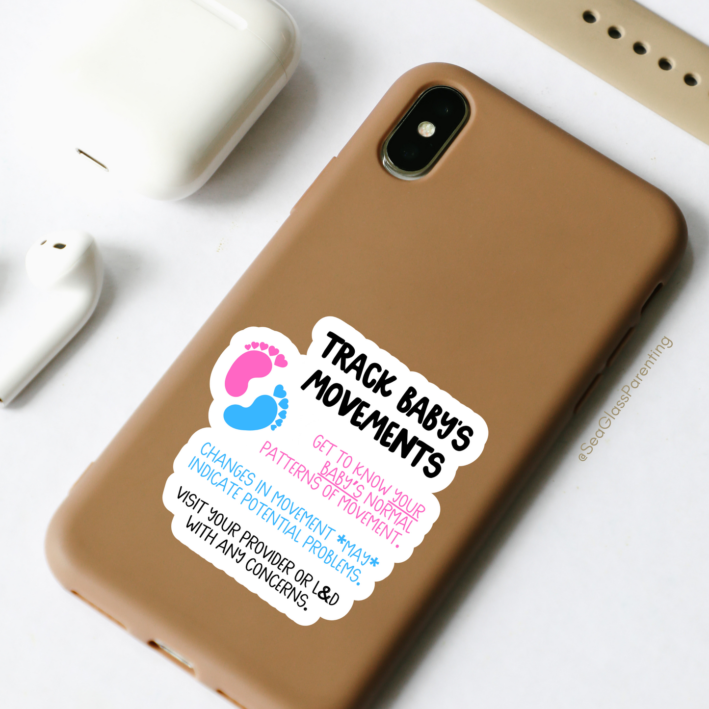 Pregnancy Notes: Track Baby's Movements—Informed Pregnancy and Stillbirth Prevention (vinyl sticker)