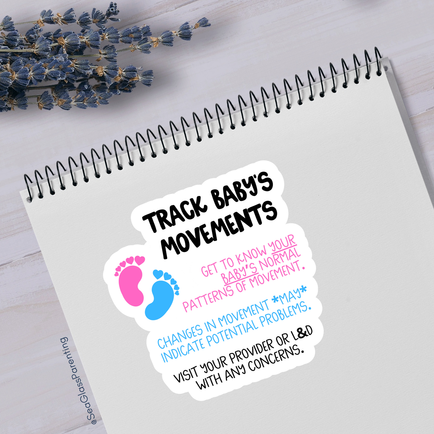 Pregnancy Notes: Track Baby's Movements—Informed Pregnancy and Stillbirth Prevention (vinyl sticker)