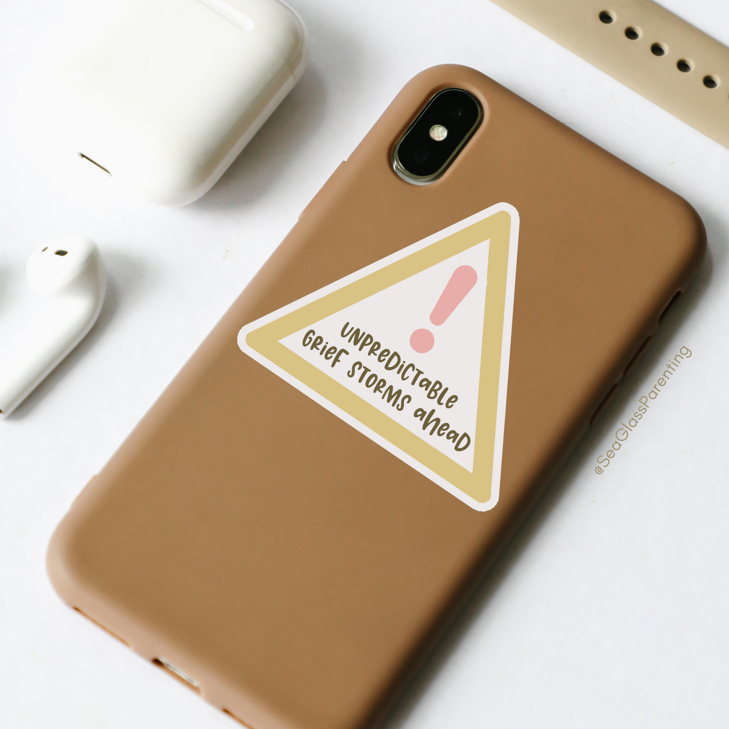 Warning: Unpredictable Grief Storms Ahead—Grief Awareness and Education (vinyl sticker)