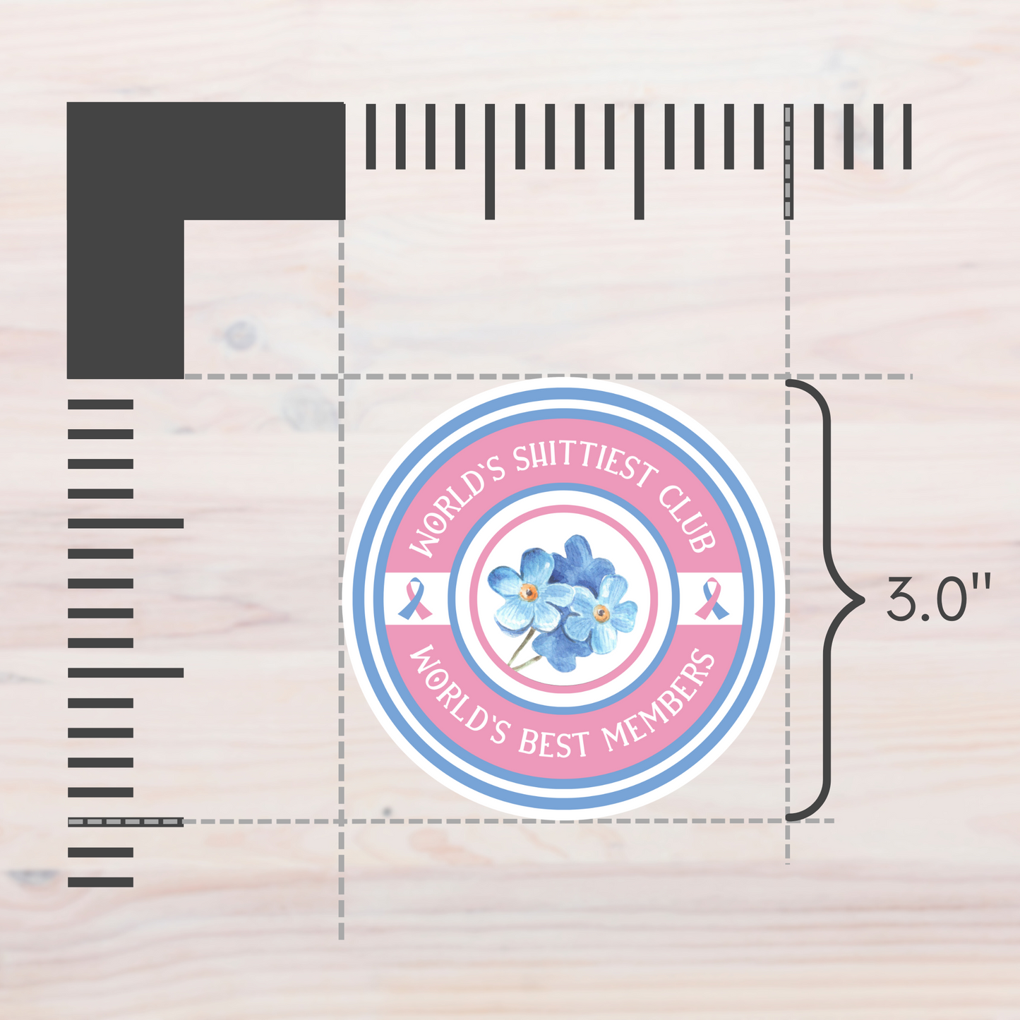 World's Shittiest Club; World's Best Members—Grief Community (vinyl sticker)