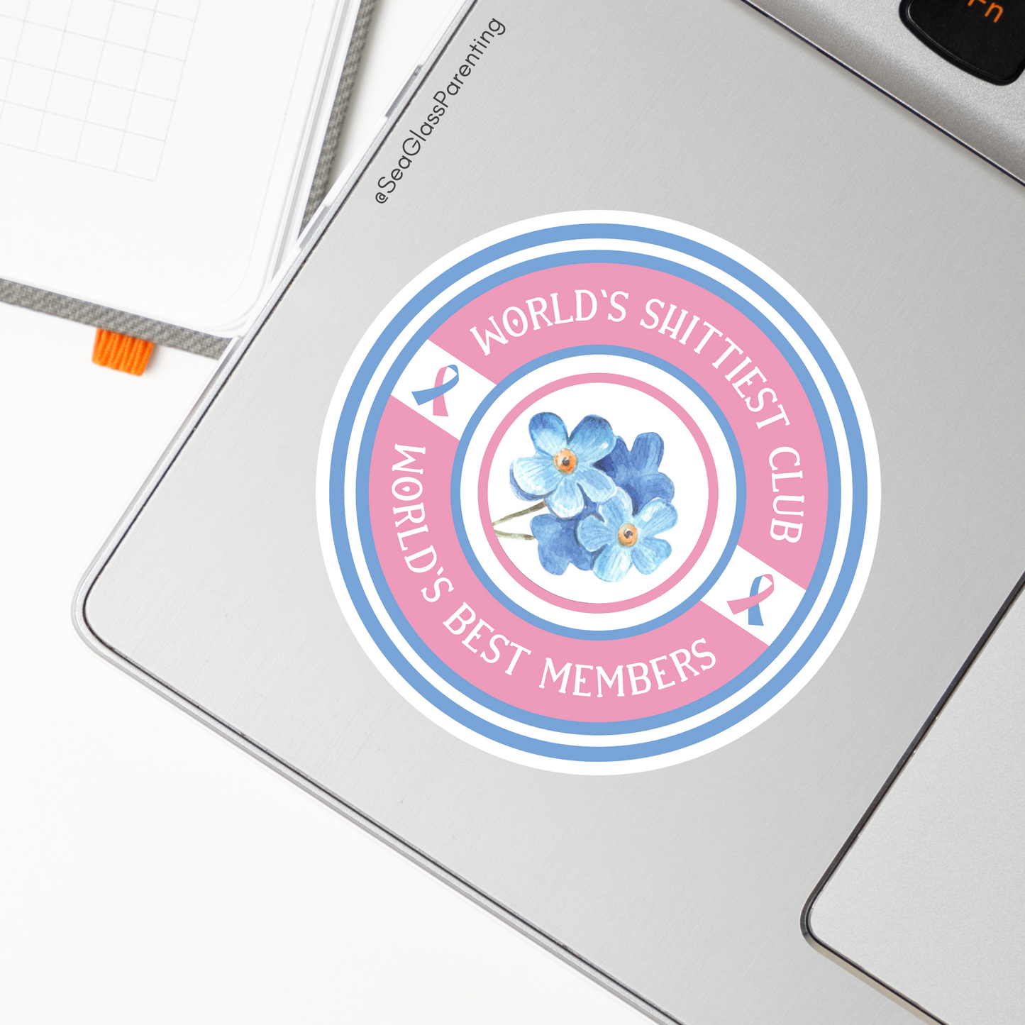 World's Shittiest Club; World's Best Members—Grief Community (vinyl sticker)