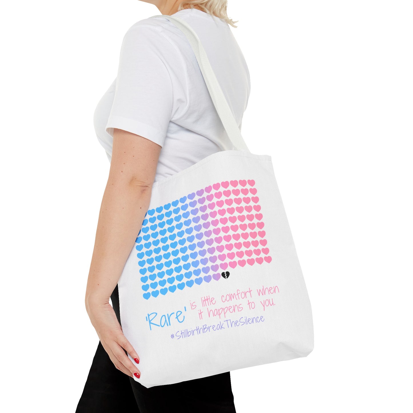 Rare is little comfort when it happens to you—Stillbirth break the silence, 1 in 160 (poly tote bag)