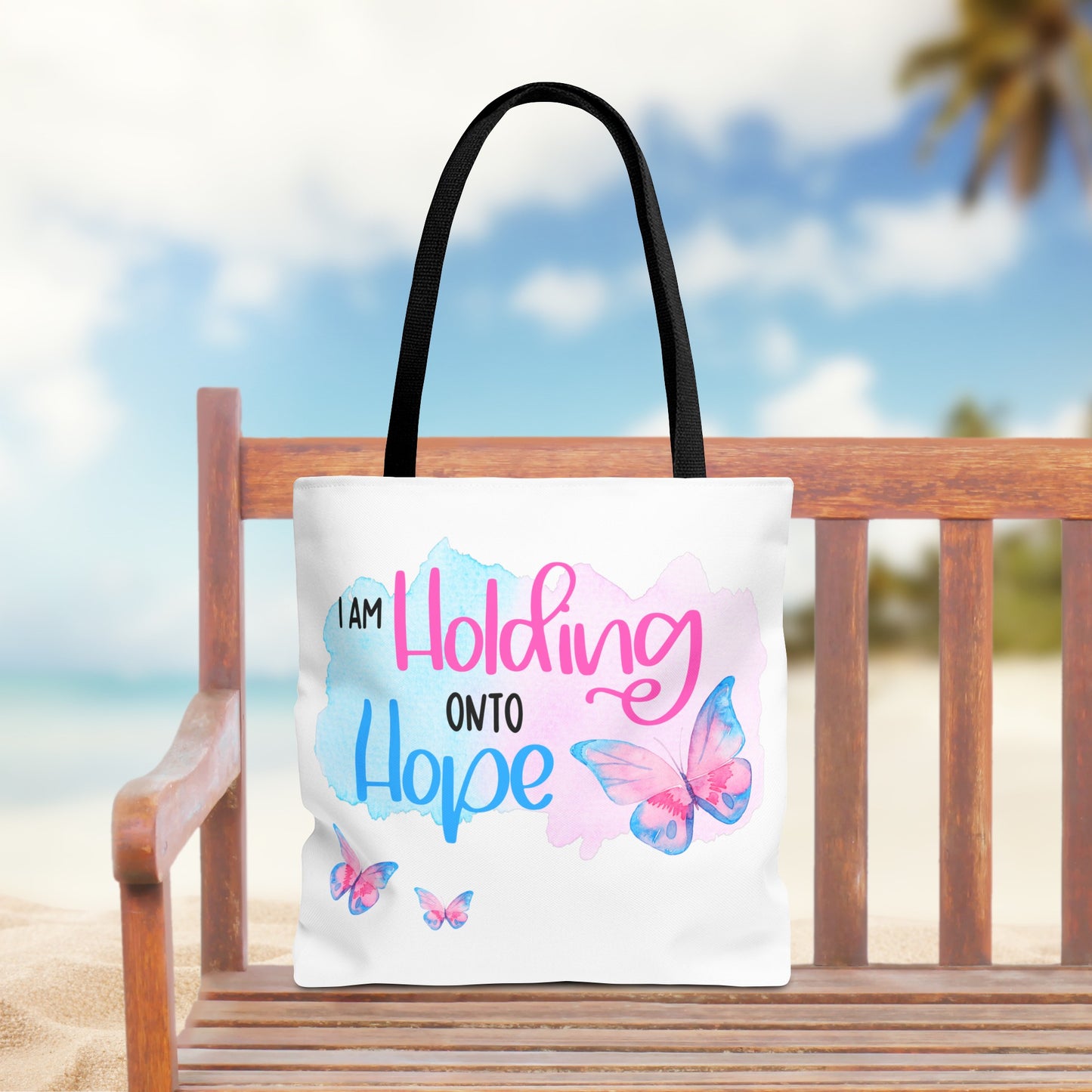 I am Holding onto Hope with Butterfly—Life after Pregnancy Loss (poly tote bag)