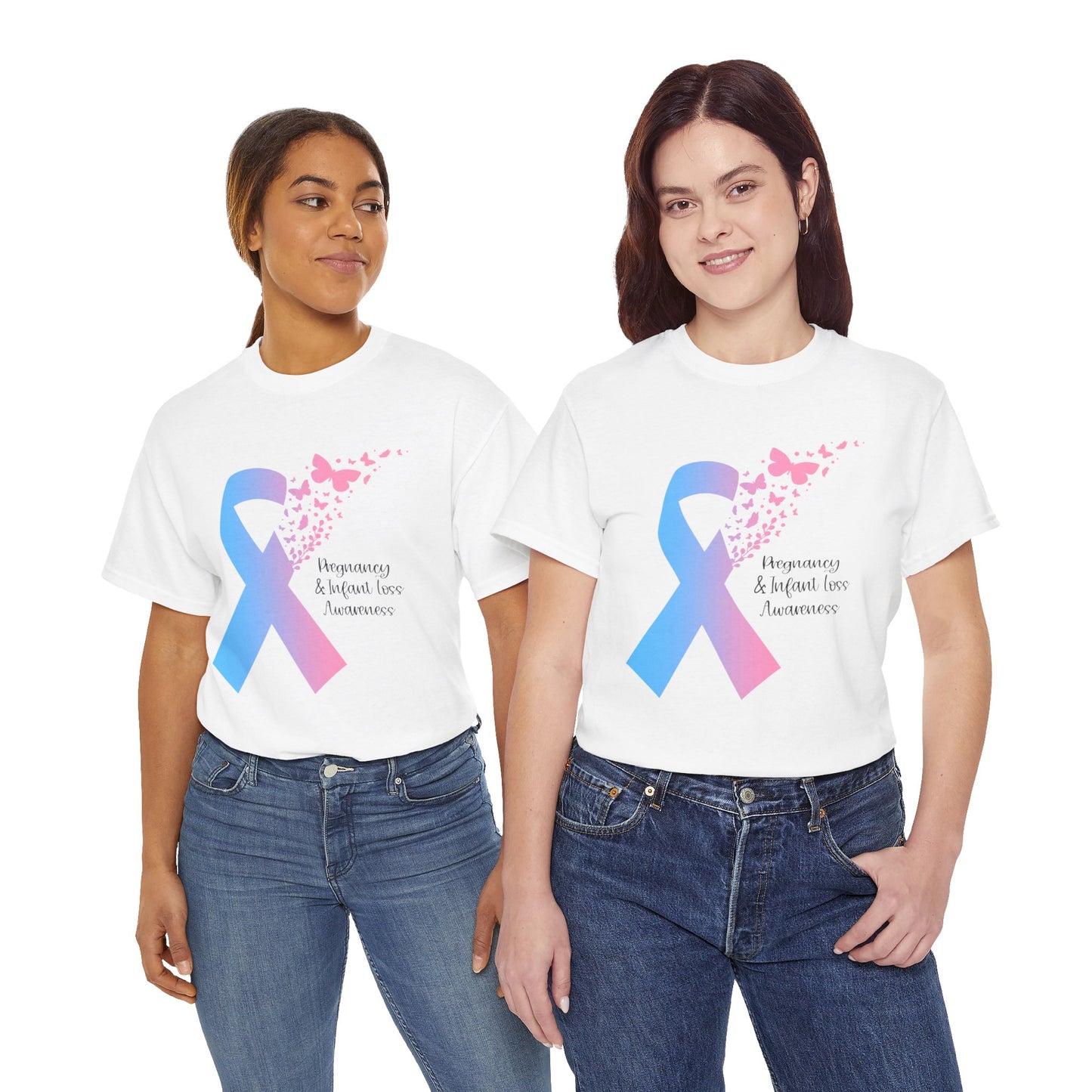 PAIL Awareness Ribbon with Butterflies—Baby Loss Awareness and Remembrance (unisex T-shirt)