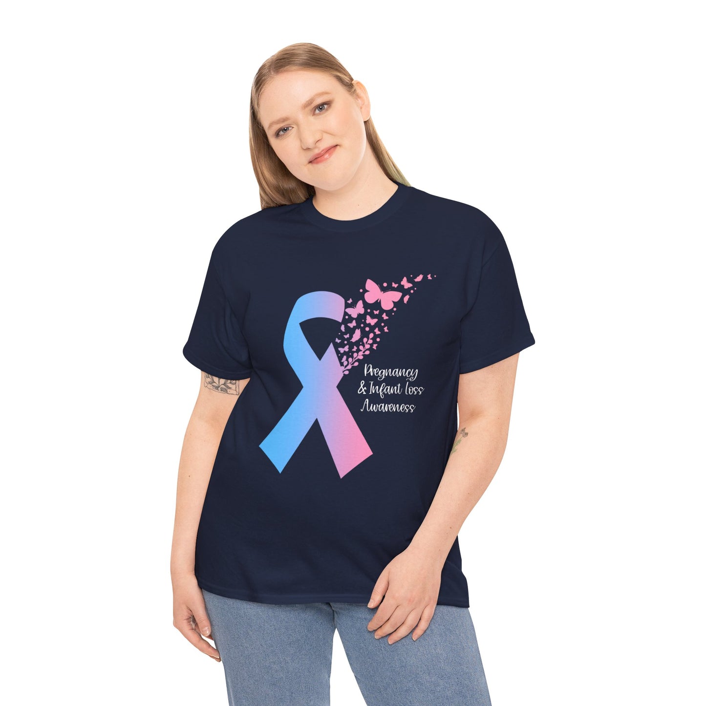 PAIL Awareness Ribbon with Butterflies—Baby Loss Awareness and Remembrance (unisex T-shirt)