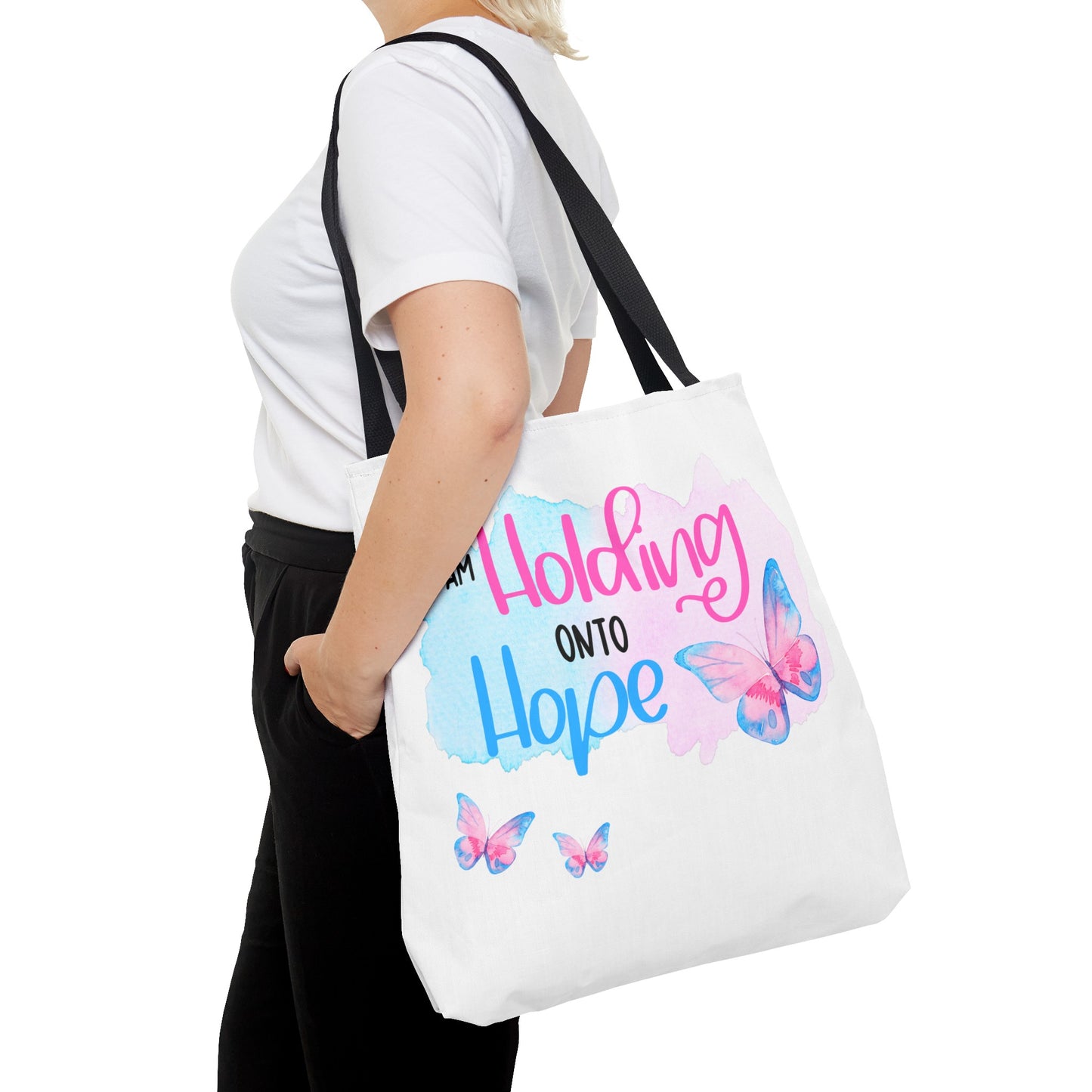 I am Holding onto Hope with Butterfly—Life after Pregnancy Loss (poly tote bag)