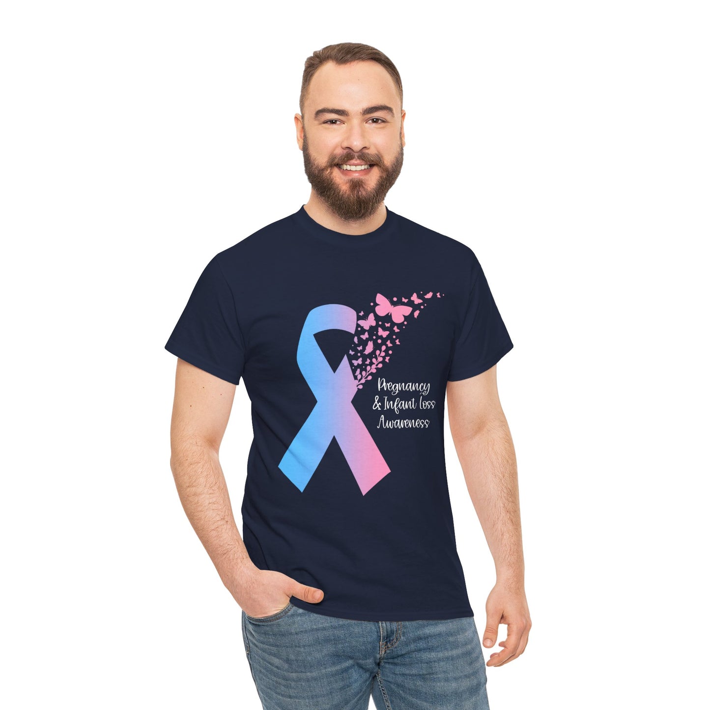 PAIL Awareness Ribbon with Butterflies—Baby Loss Awareness and Remembrance (unisex T-shirt)