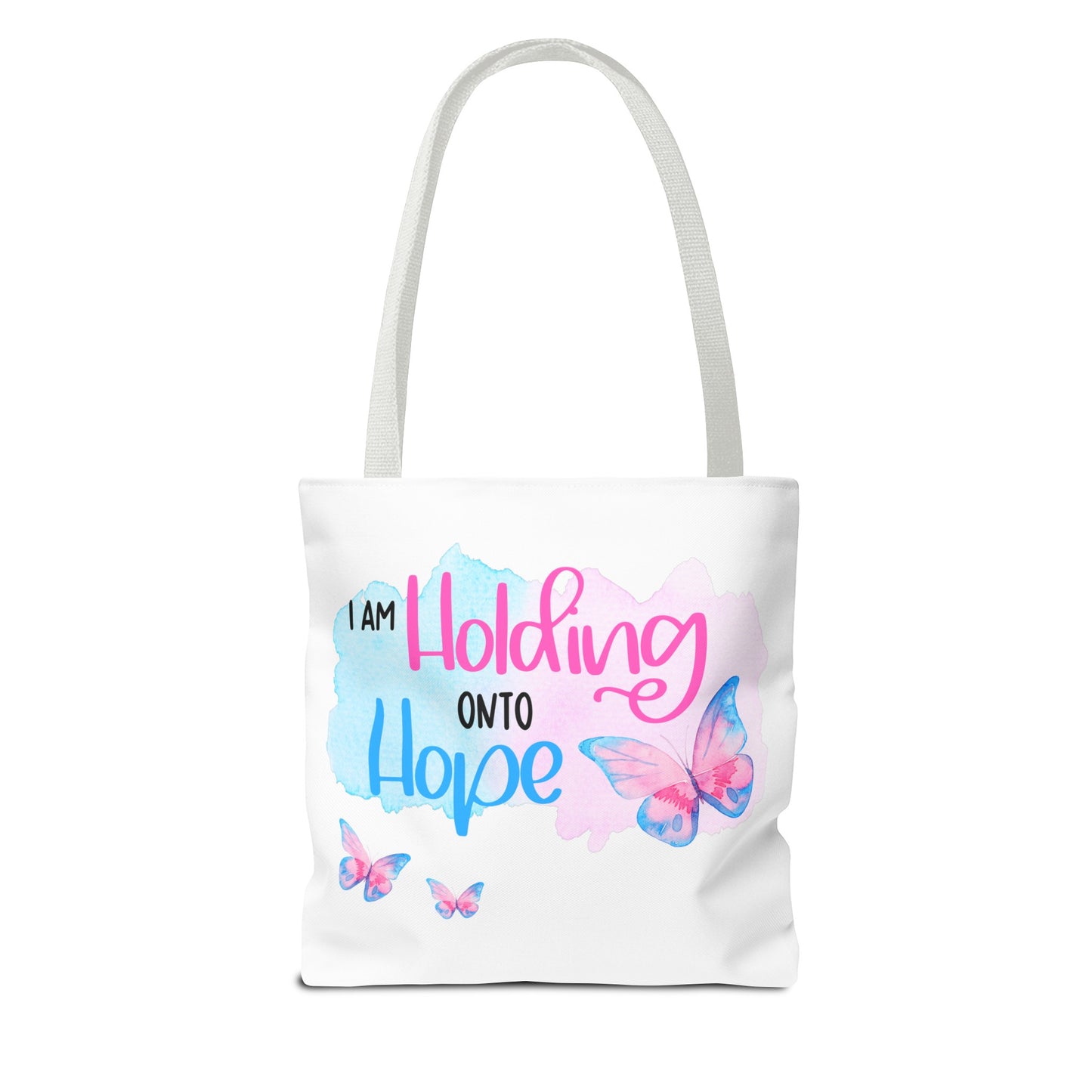 I am Holding onto Hope with Butterfly—Life after Pregnancy Loss (poly tote bag)