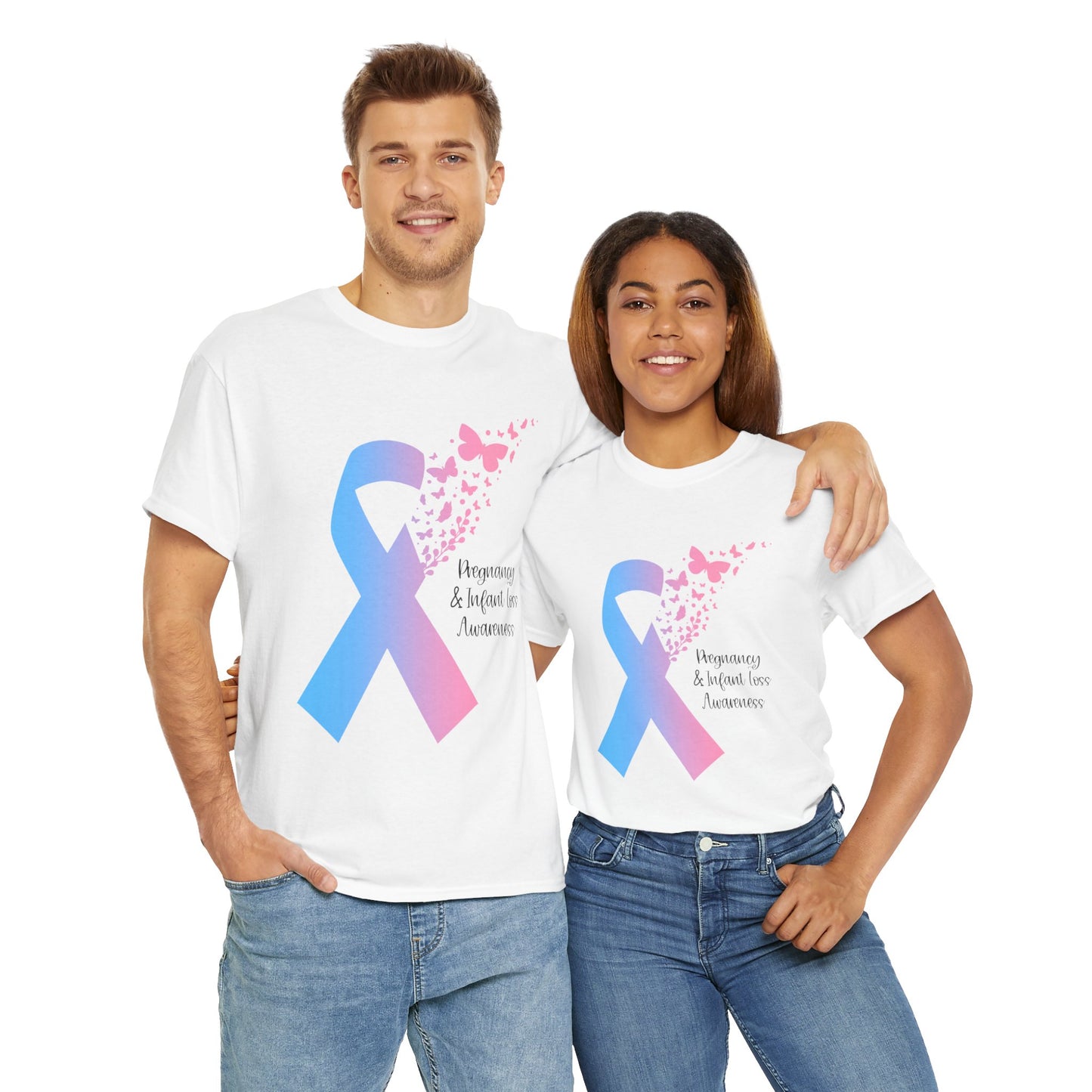 PAIL Awareness Ribbon with Butterflies—Baby Loss Awareness and Remembrance (unisex T-shirt)