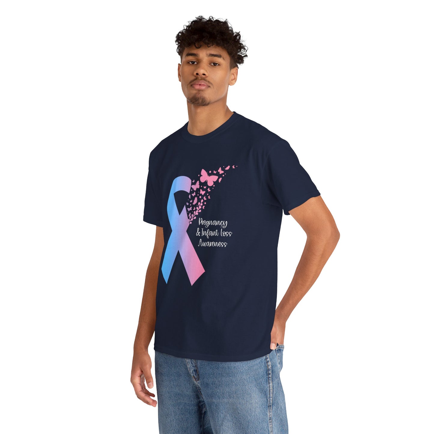 PAIL Awareness Ribbon with Butterflies—Baby Loss Awareness and Remembrance (unisex T-shirt)